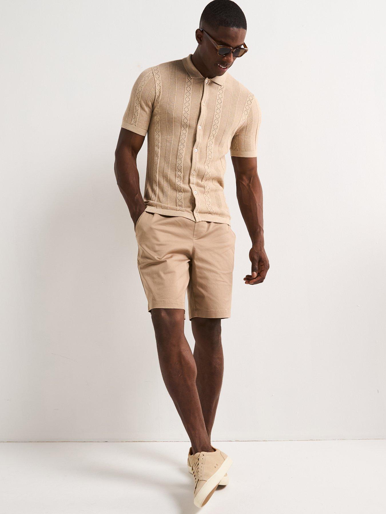 Image 6 of 6 of Very Man Knitted Button Through Polo Shirt - Stone