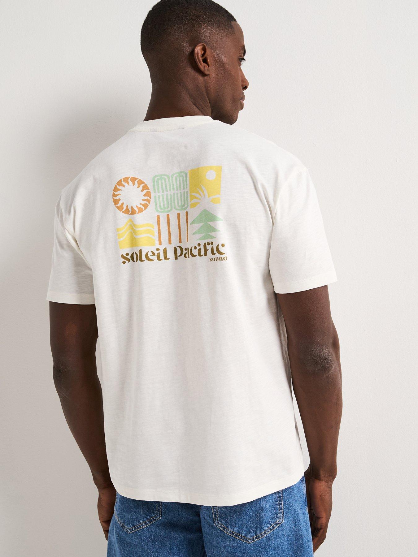 Very Man Relaxed Fit Soleil Pacific Back Print T-Shirt - Ecru