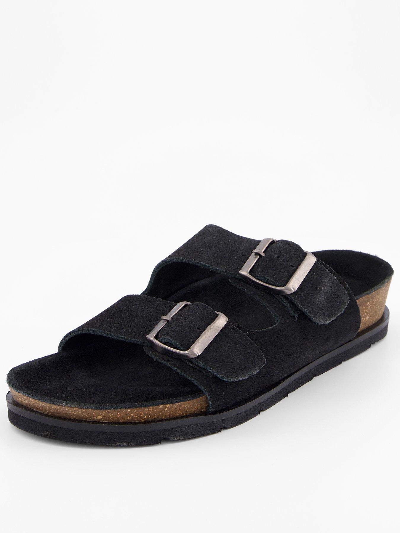 undefined Suede Footbed Sandal - Black