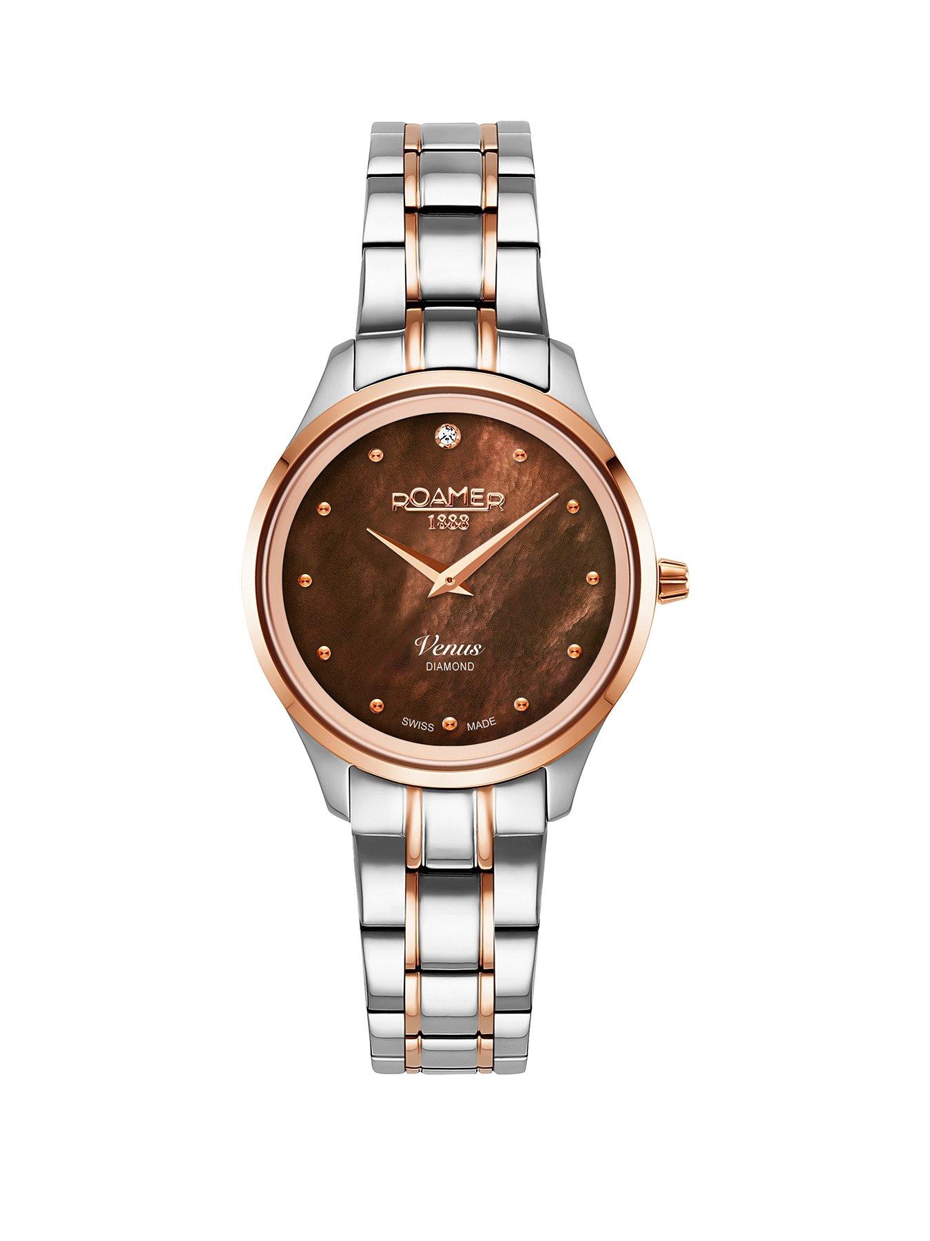 undefined Swiss Made Venus Diamond Brown MOP Dial Ladies Watch in a Stainless Steel Case and Bracelet