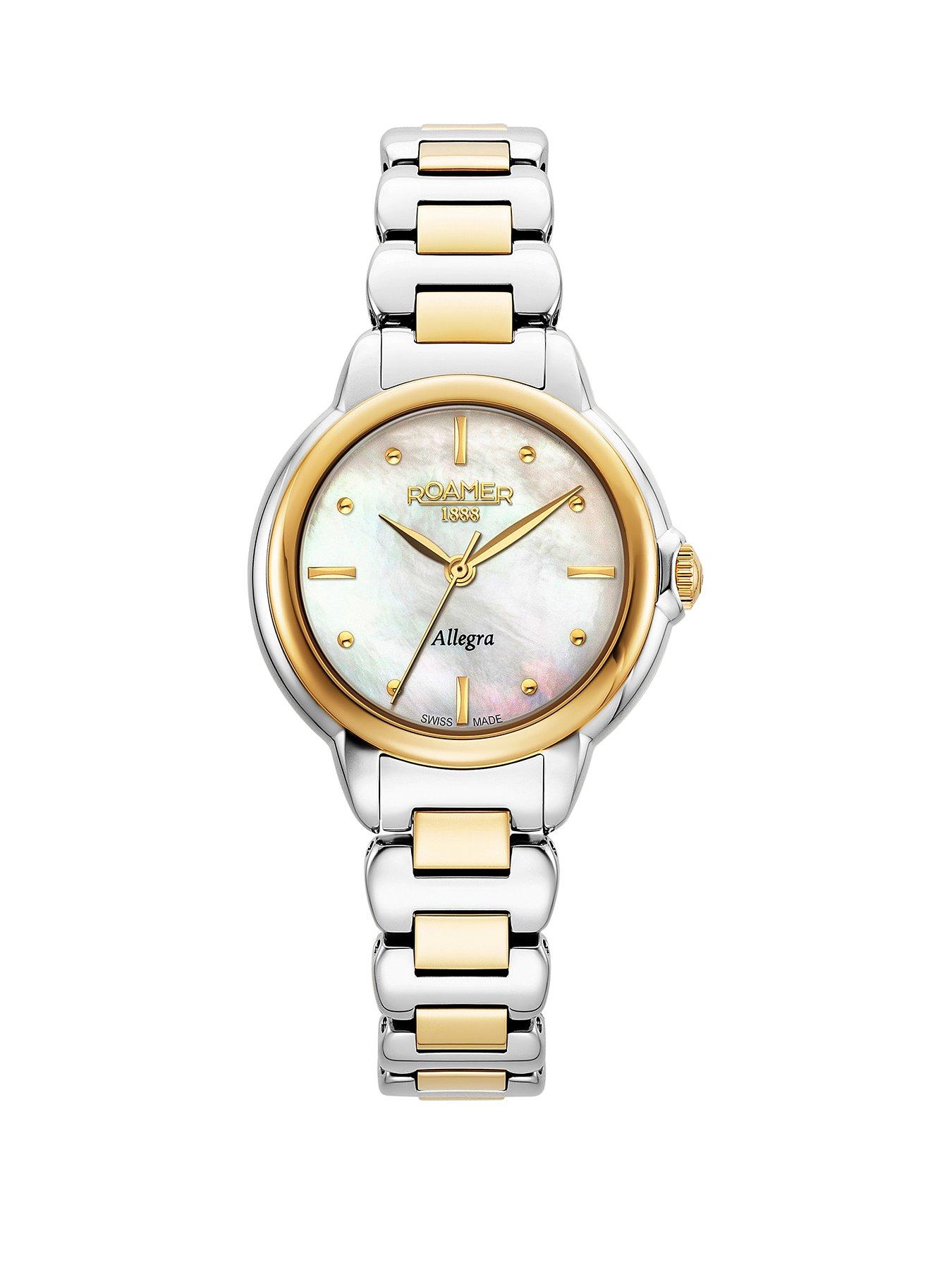 undefined Swiss Made Allegra Ladies Watch with White MOP Dial in a Gold IP Two Tone Case and Bracelet