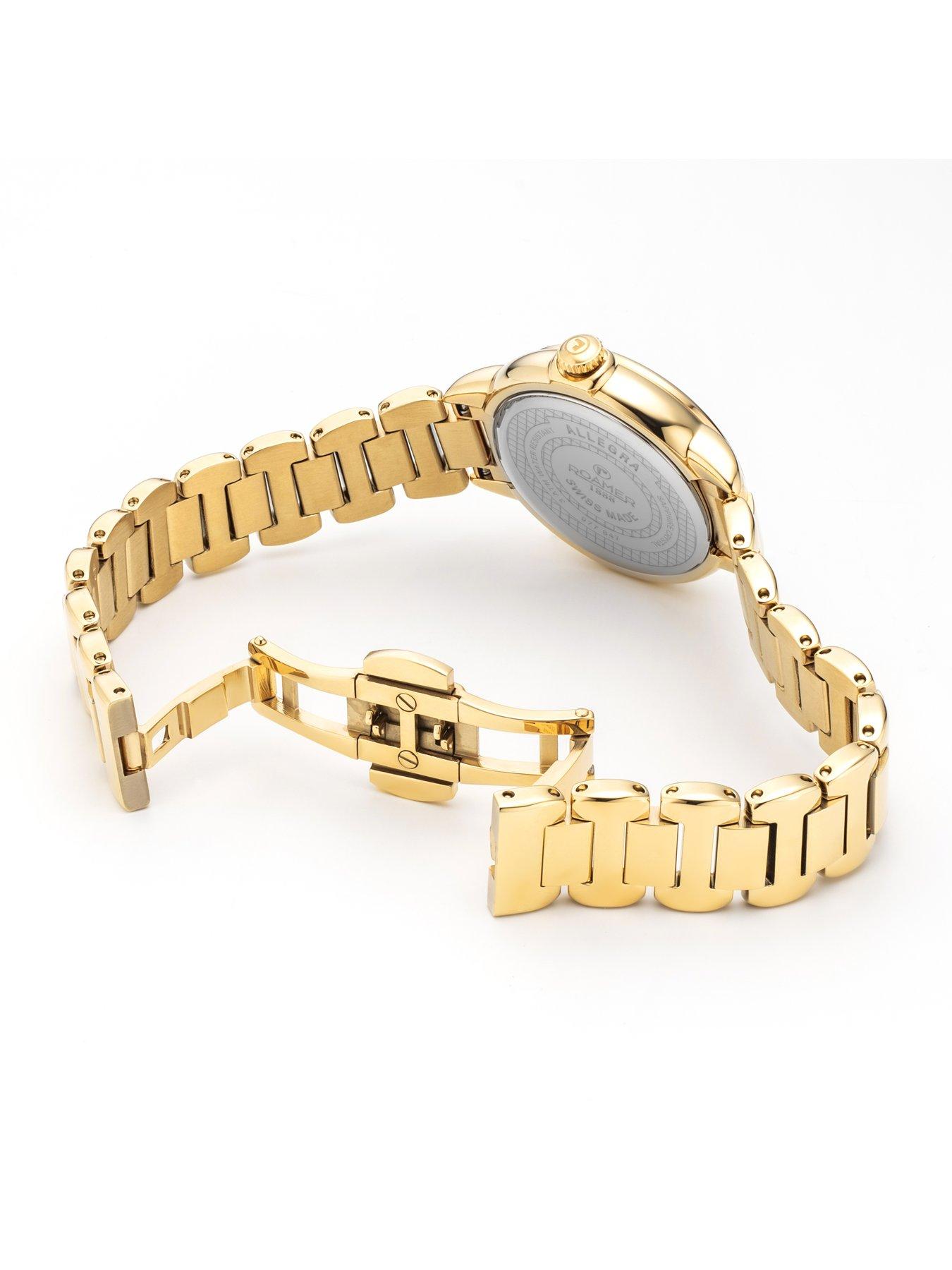 Image 4 of 4 of Roamer of Switzerland Swiss Made Allegra Ladies Watch with White MOP Dial in a Gold IP Case and Bracelet