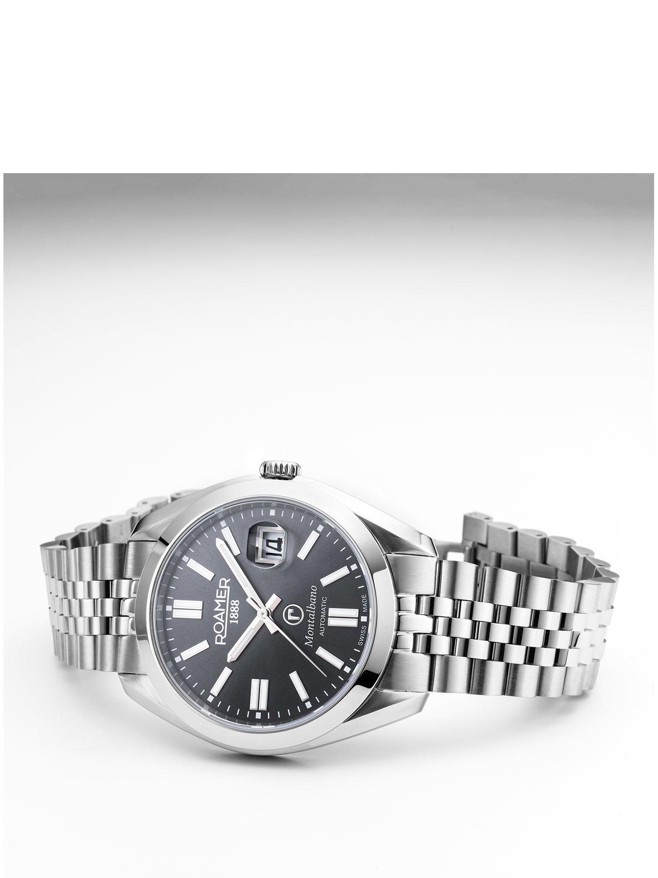 Image 2 of 3 of Roamer of Switzerland Swiss Made Montalbano Men's Automatic Watch with Grey dial in a Stainless Steel Case and Bracelet with Date Feature