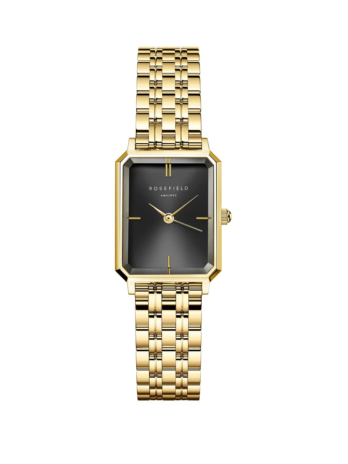 Rosefield Octagon XS Black Sunray Dial Watch