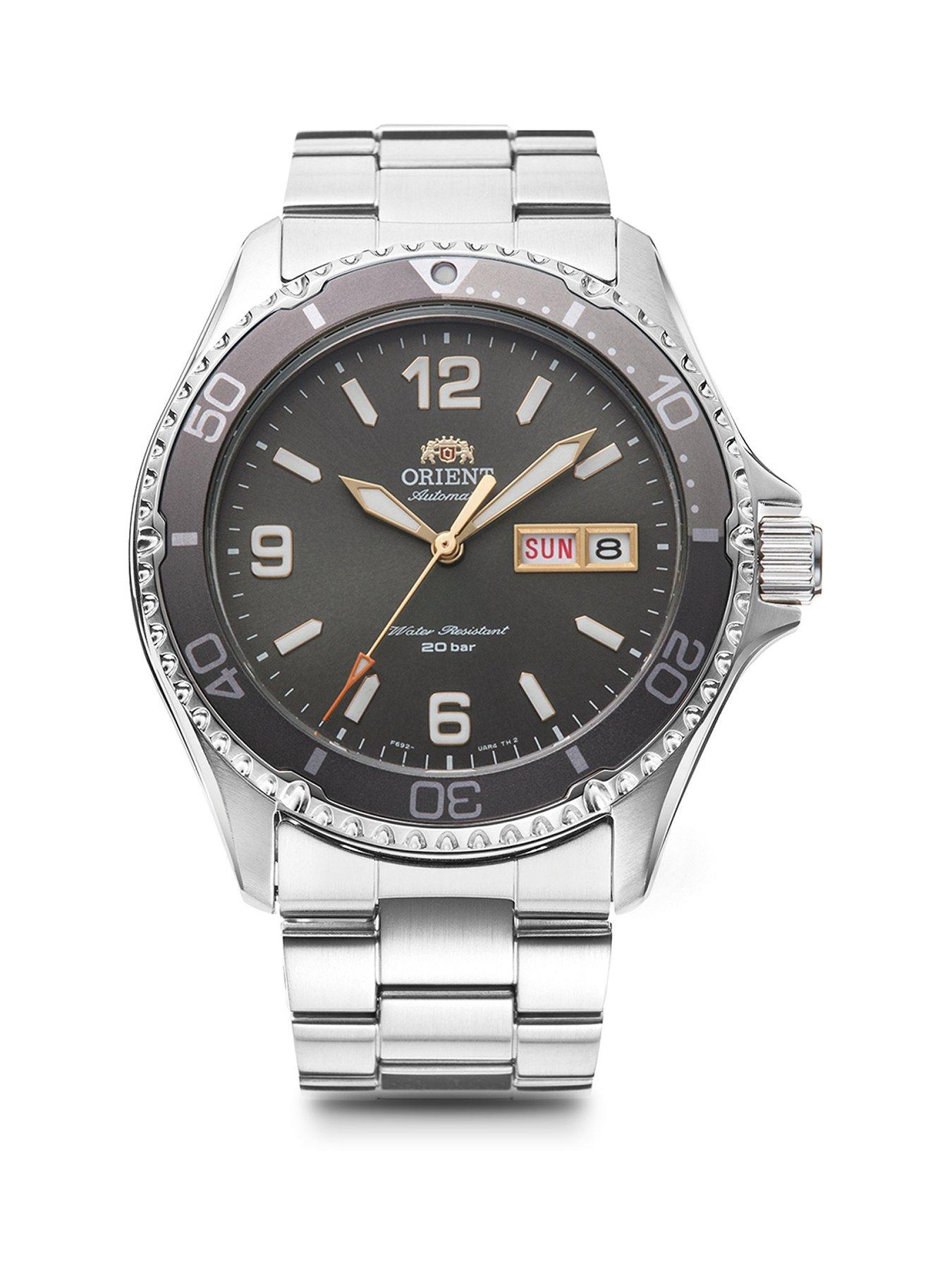 Orient Automatic Mako 2023 200m W/R Divers Watch with Grey Dial and Stainless Steel Case and Bracelet and Unidirectional Bezel