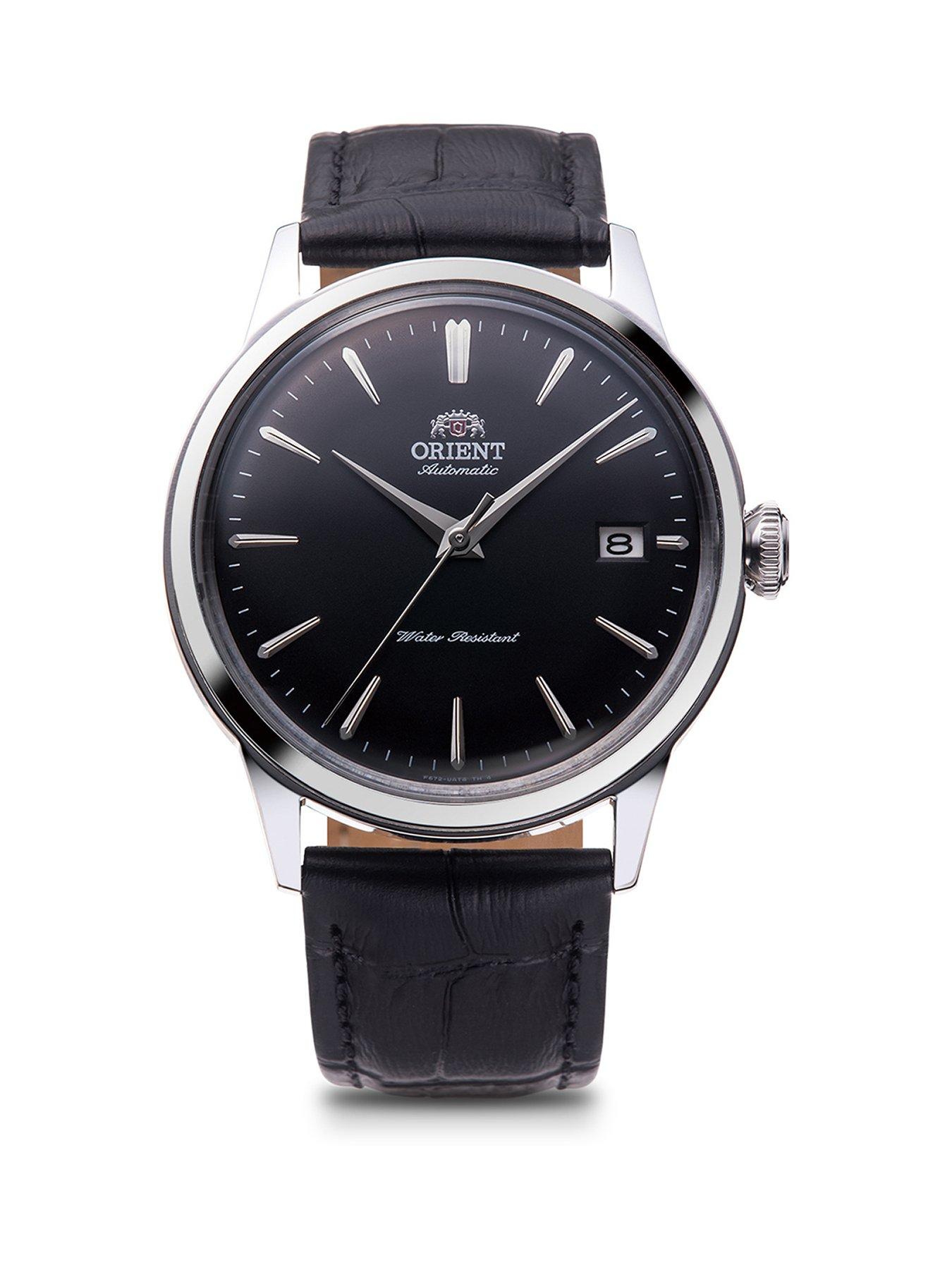 Product photograph of Orient Automatic Bambino Classic With Black Dial In Stainless Steel Case And A Black Leather Strap from very.co.uk