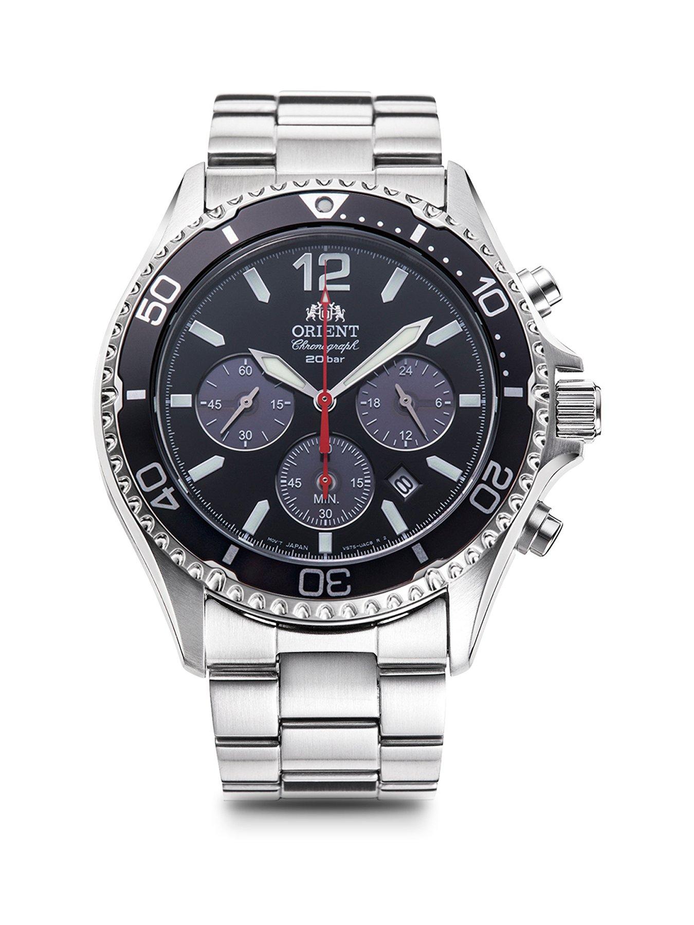 orient-mako-iii-solar-powered-divers-chronograph-watch-with-a-black-dial-unidirectional-bezel-in-a-stainless-steel-case-and-bracelet