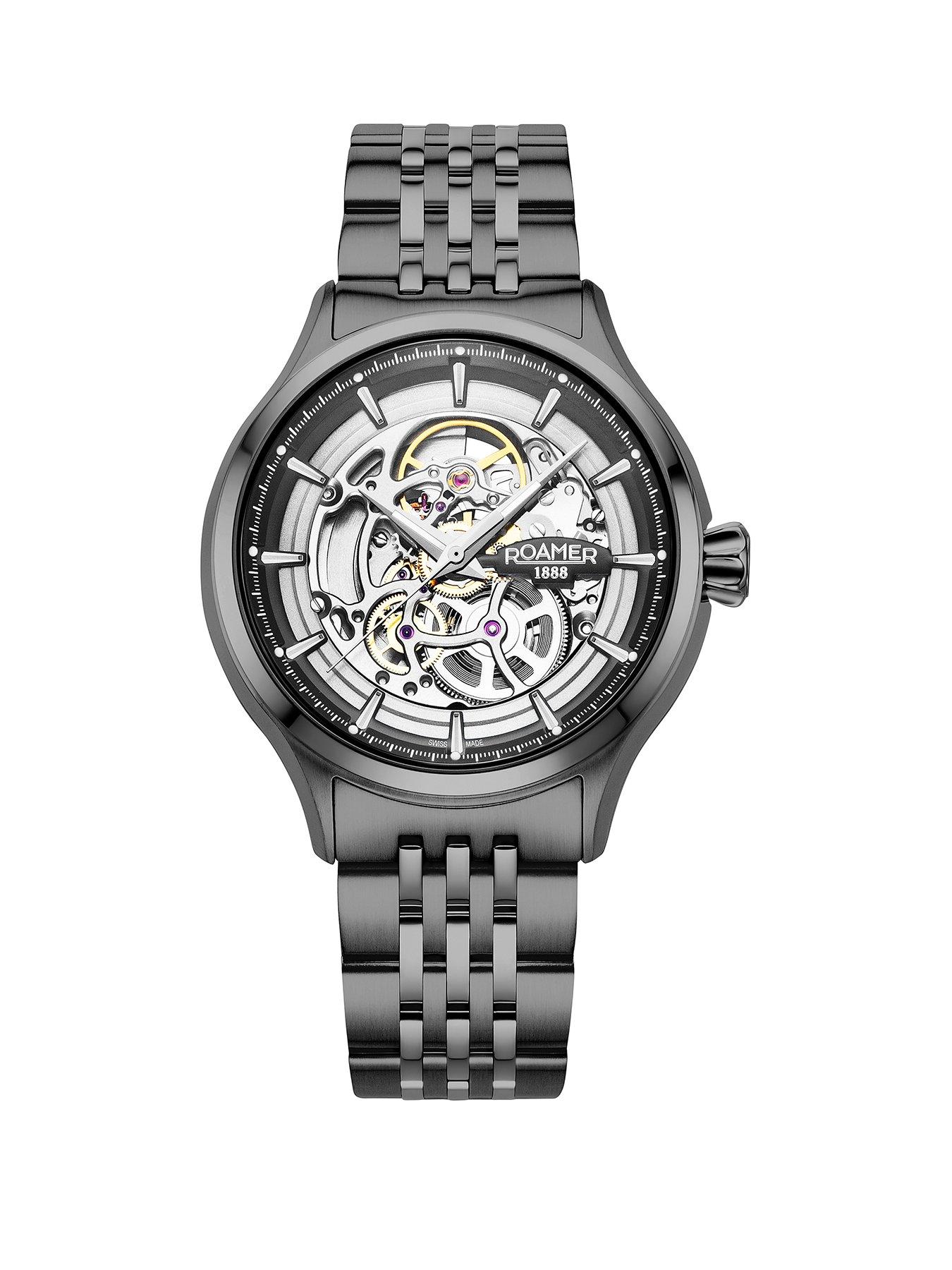 undefined Swiss Made Competence Skeleton IV automatic watch with Gun IP Stainless Steel Case and Bracelet