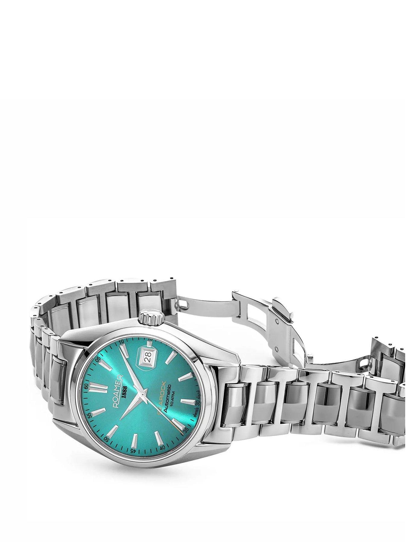 Image 2 of 4 of Roamer Swiss Made Searock Automatic Watch with date feature. Light Blue Dial in a Stainless Steel Case and Bracelet