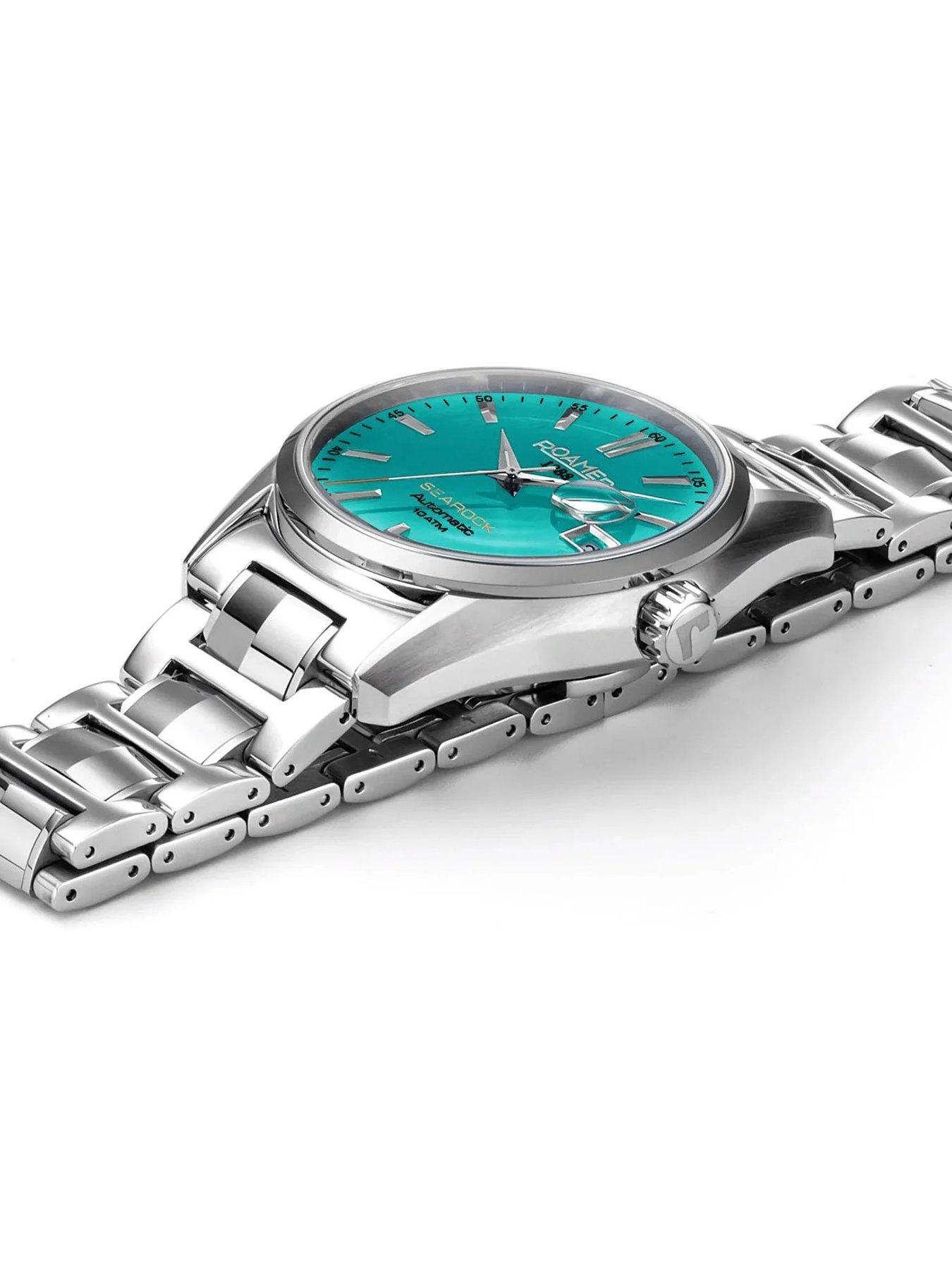 Image 3 of 4 of Roamer Swiss Made Searock Automatic Watch with date feature. Light Blue Dial in a Stainless Steel Case and Bracelet