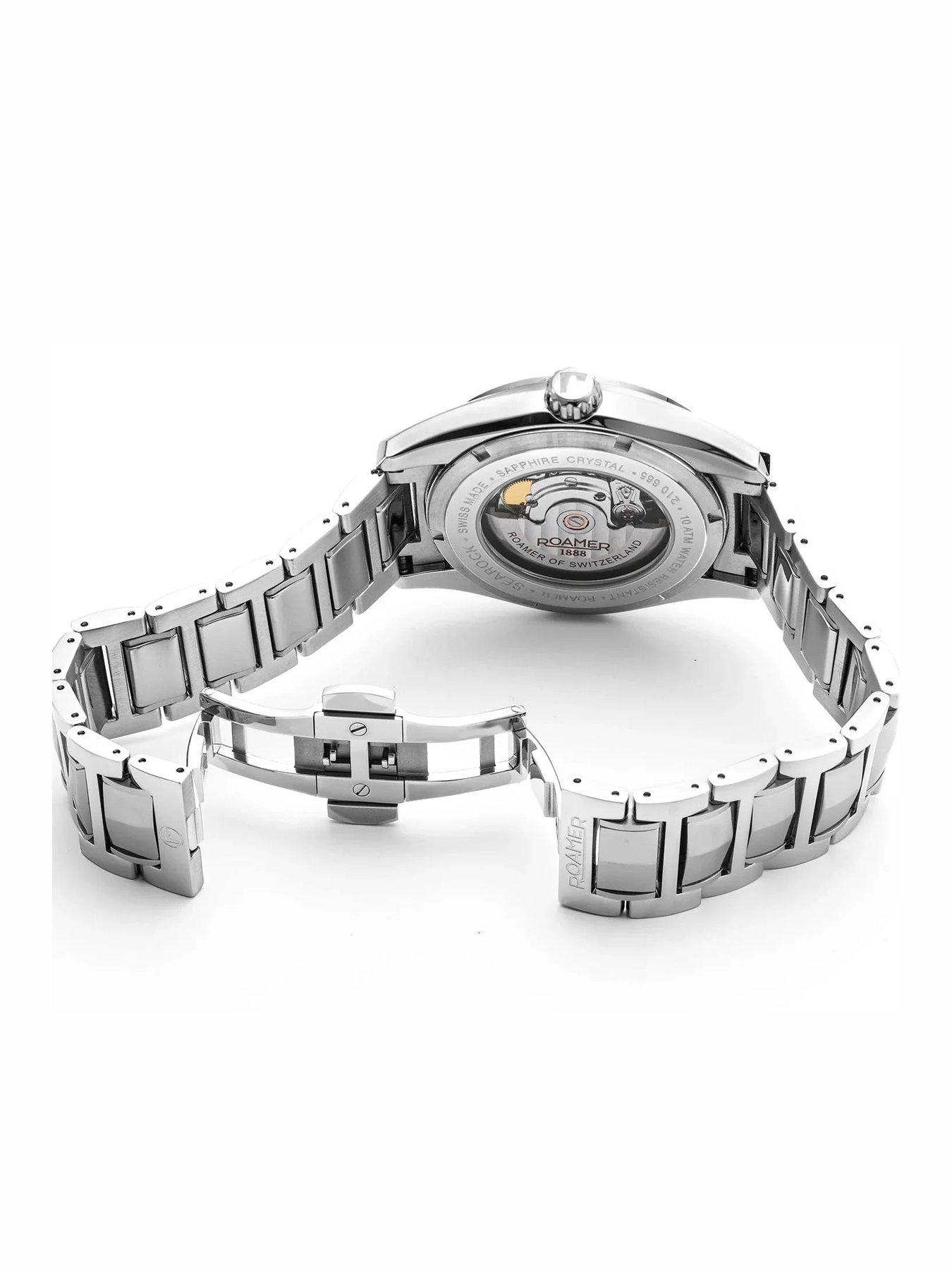 Image 4 of 4 of Roamer Swiss Made Searock Automatic Watch with date feature. Light Blue Dial in a Stainless Steel Case and Bracelet