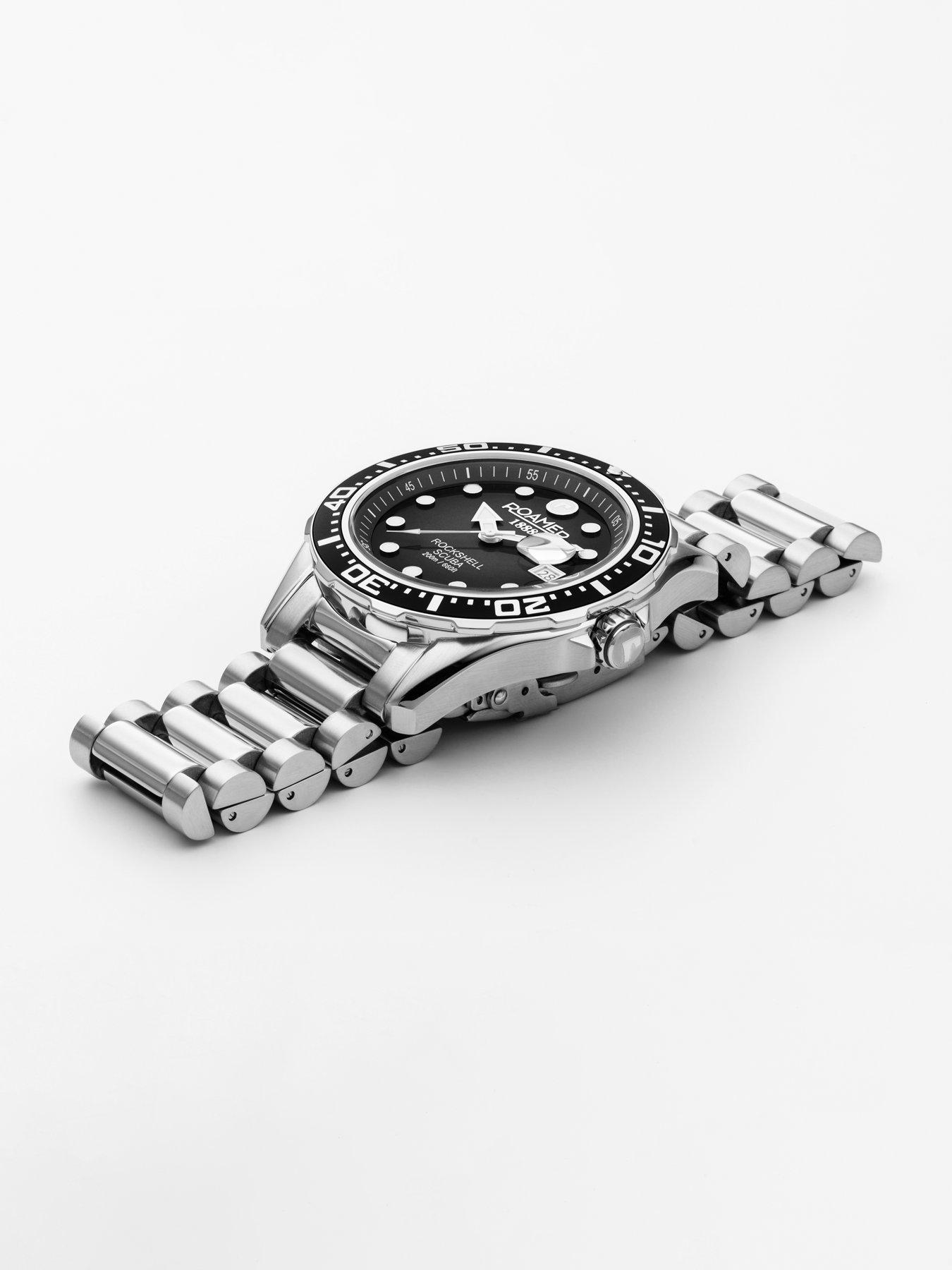 Image 3 of 3 of Roamer of Switzerland Swiss Made Rockshell Mark III Scuba with Unidirectional Bezel, Date feature and Black Dial in a Stainless Steel Case and Bracelet