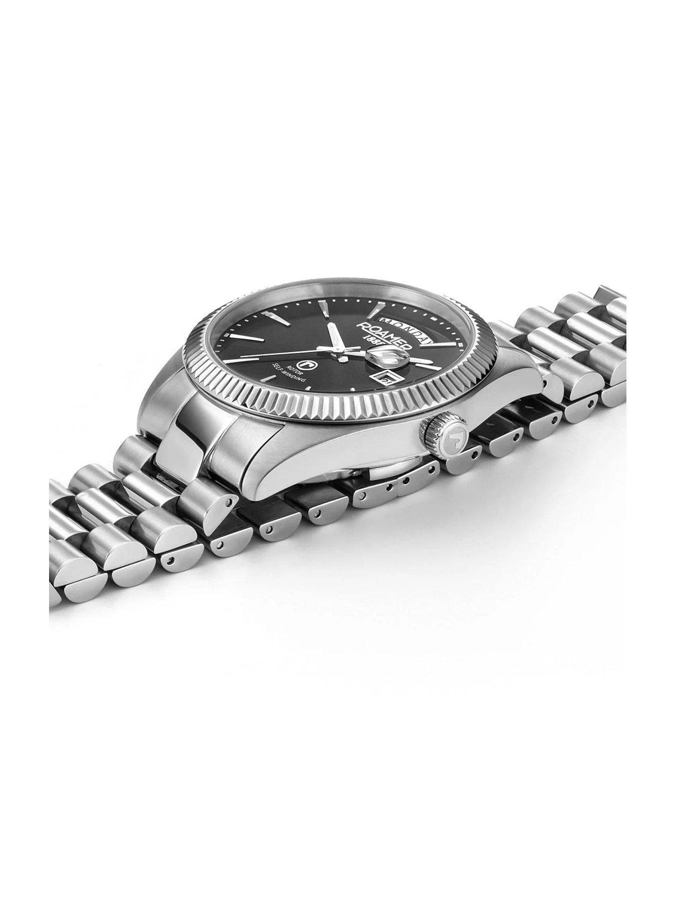 Image 2 of 3 of Roamer of Switzerland Swiss Made Primeline Daydate Automatic Men's Watch with Black Dial and Day Date Feature in a Stainless Steel Case and Bracelet
