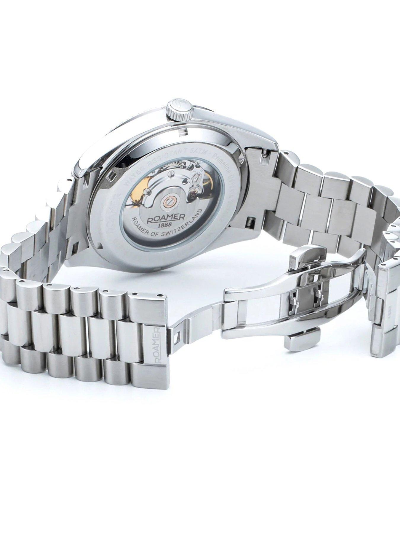 Image 3 of 3 of Roamer of Switzerland Swiss Made Primeline Daydate Automatic Men's Watch with Black Dial and Day Date Feature in a Stainless Steel Case and Bracelet