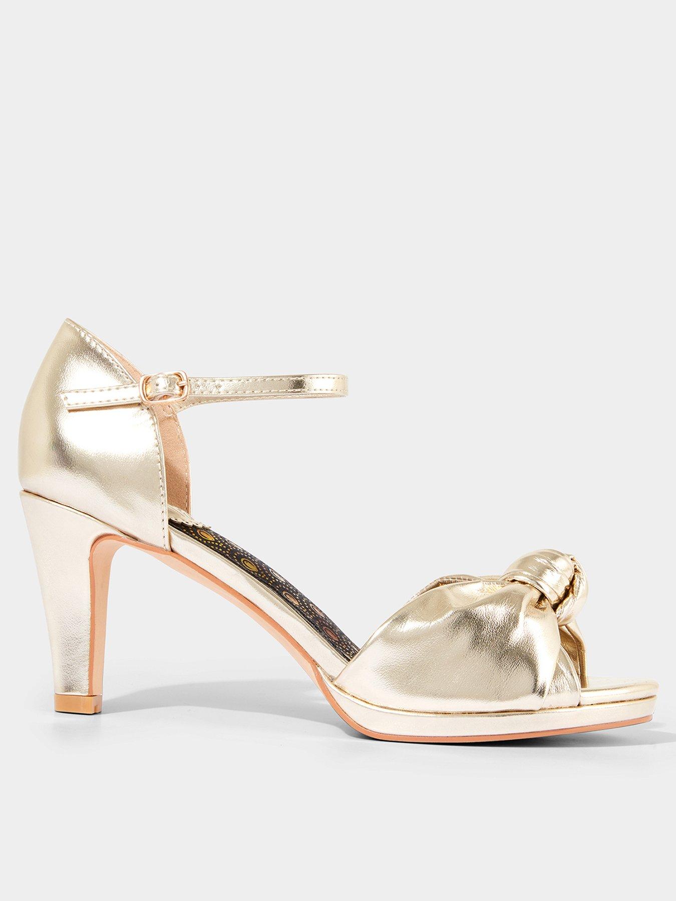 undefined Metallic Peep Toe Heels - Gold