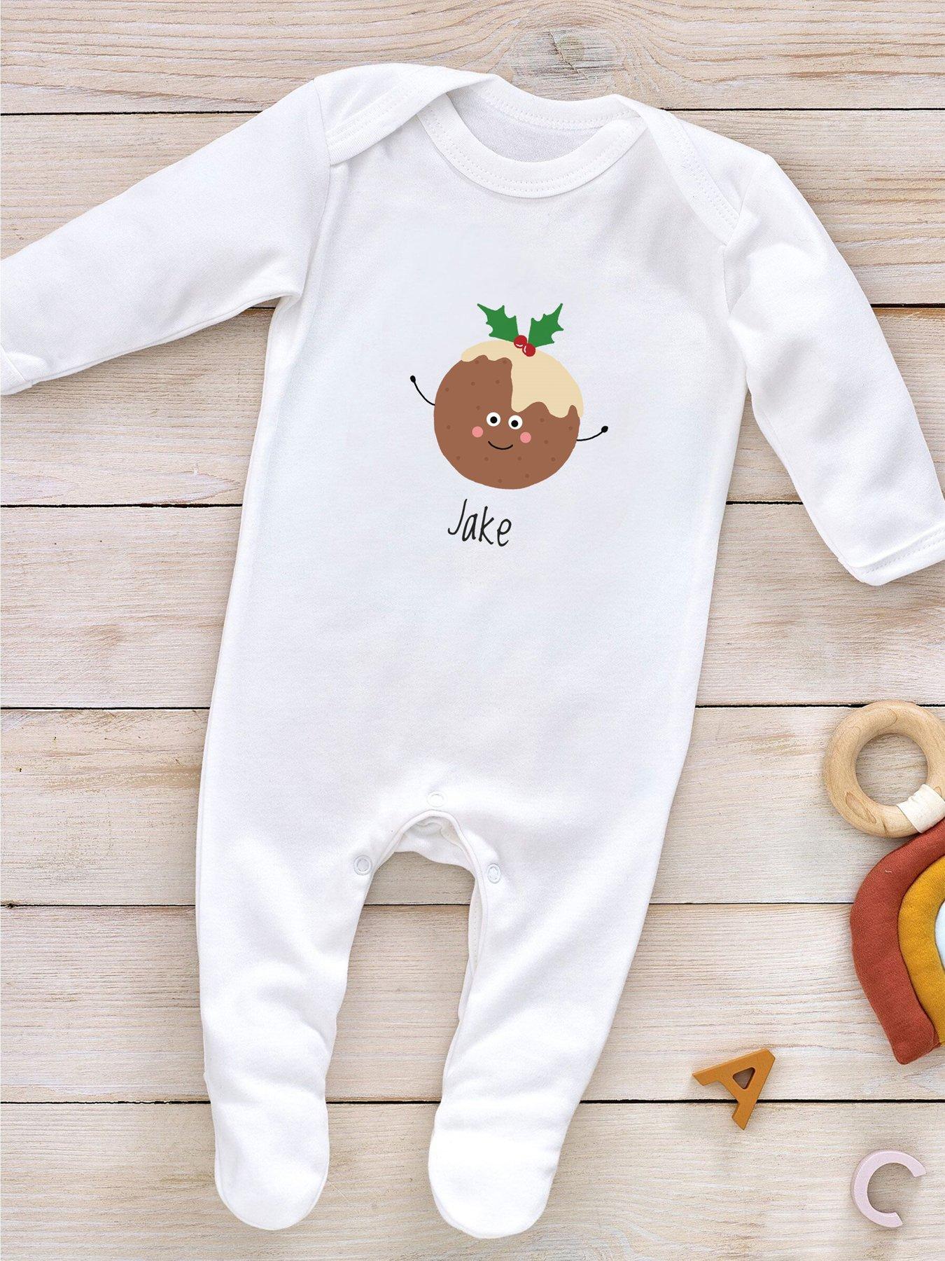 Product photograph of Love Abode Personalised Xmas Pudding Sleepsuit from very.co.uk