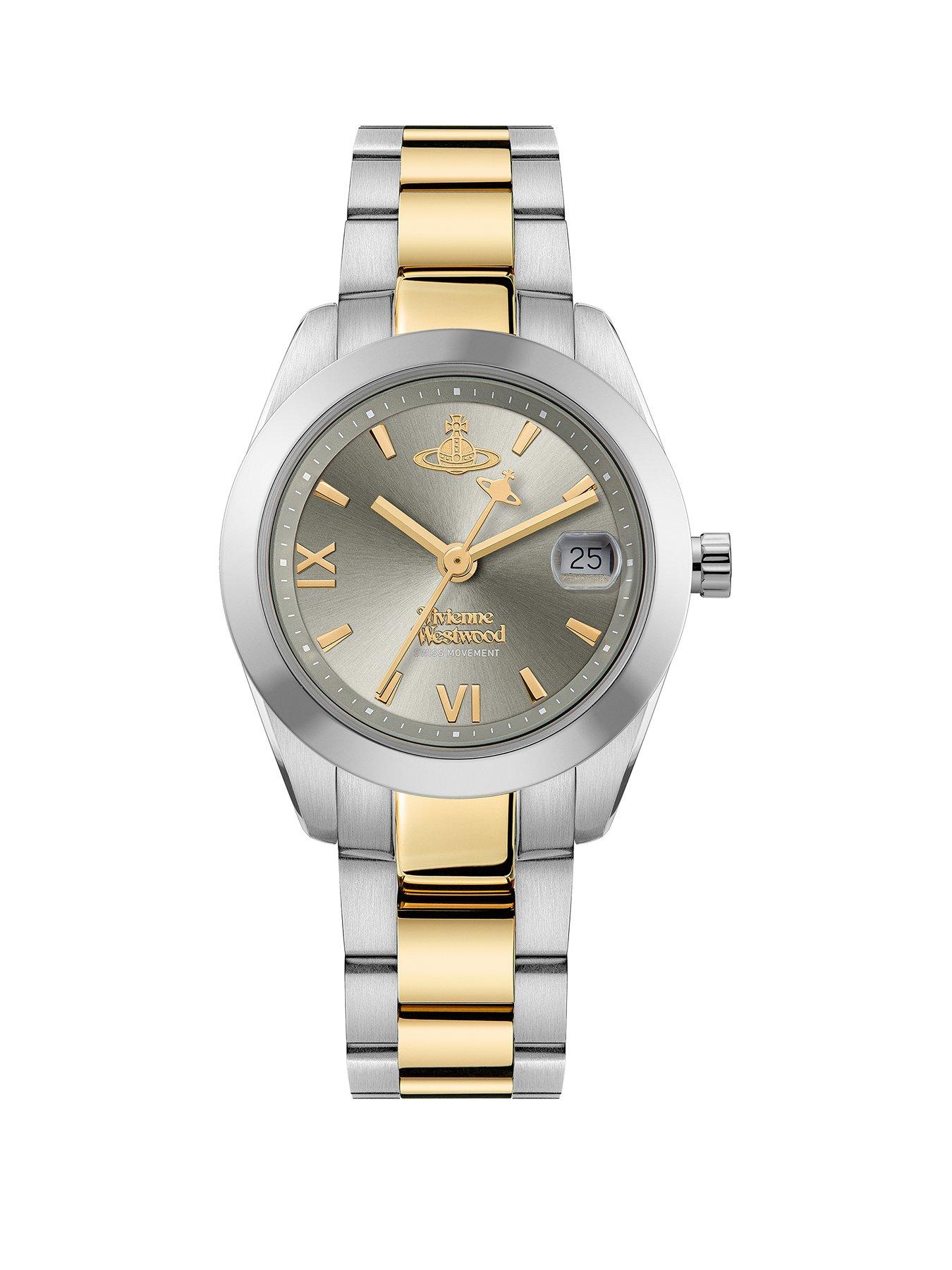 Product photograph of Vivienne Westwood Fenchurch Ladies Quartz Watch With Grey Dial Amp Two Tone Stainless Steel Bracelet from very.co.uk