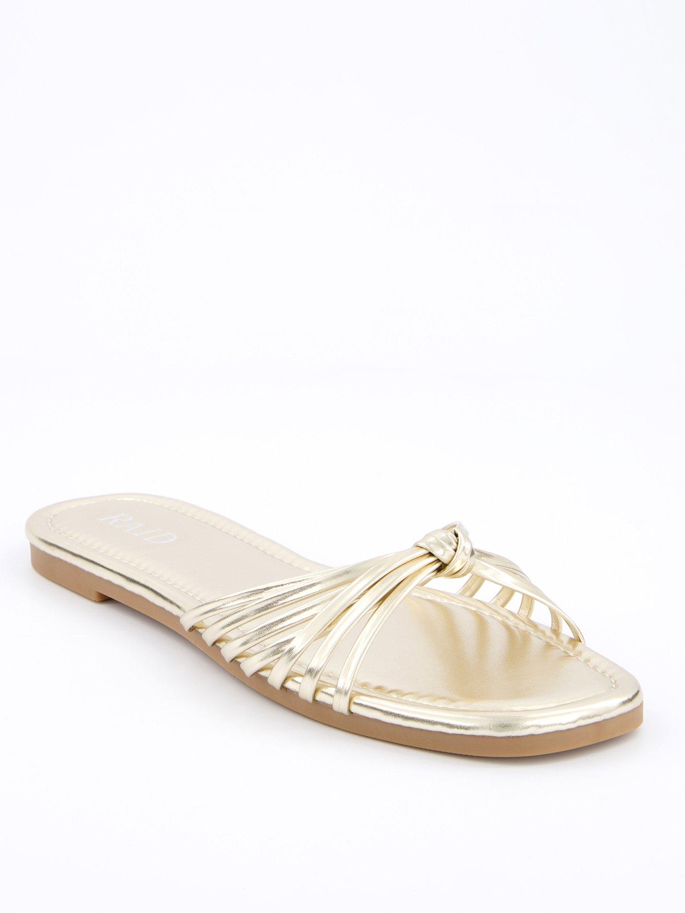 undefined Wide Fit Bella Sandals - Flat - Gold