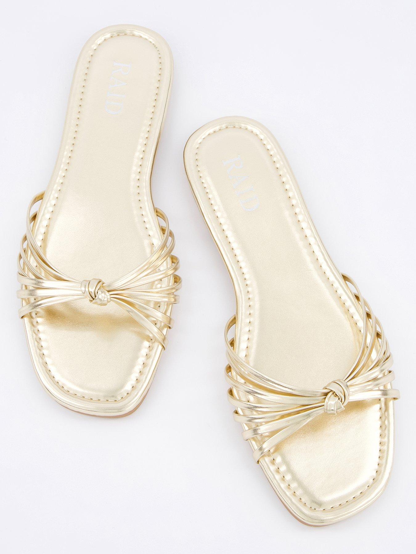 Image 3 of 6 of Raid Wide Fit Bella Sandals - Flat - Gold