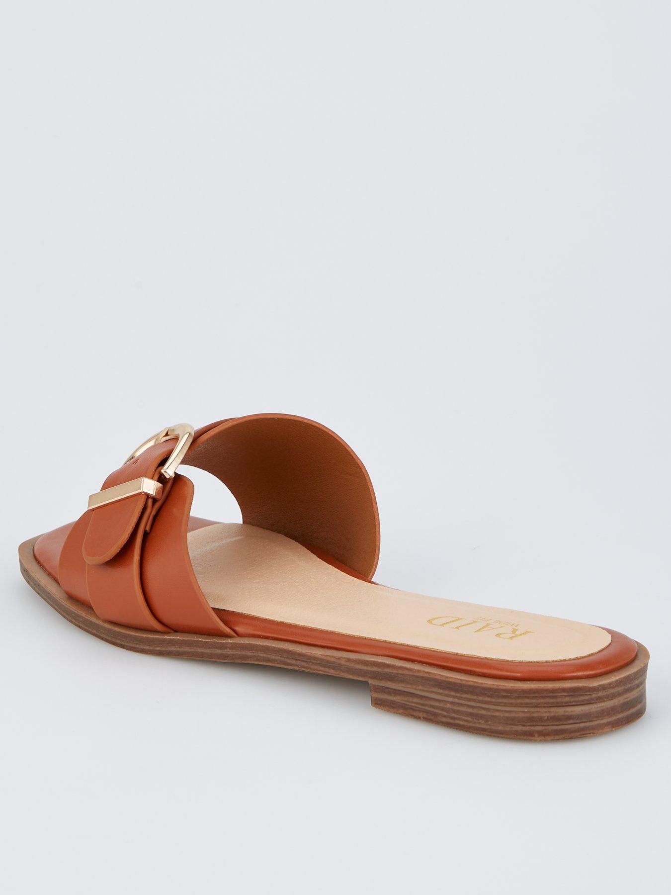 Image 3 of 7 of Raid Wide Fit Nikola Sandals - Flat - Tan