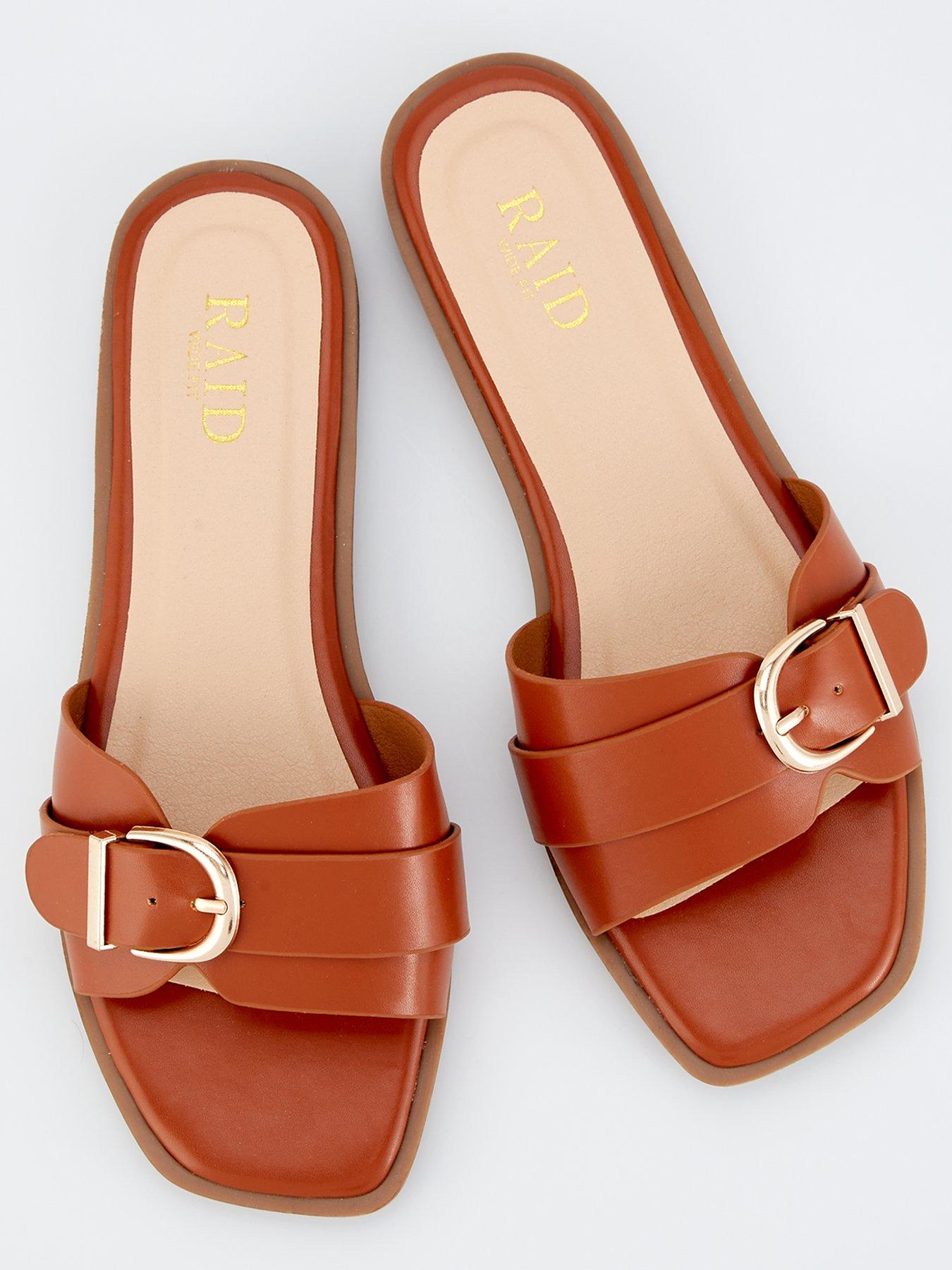 Image 4 of 7 of Raid Wide Fit Nikola Sandals - Flat - Tan