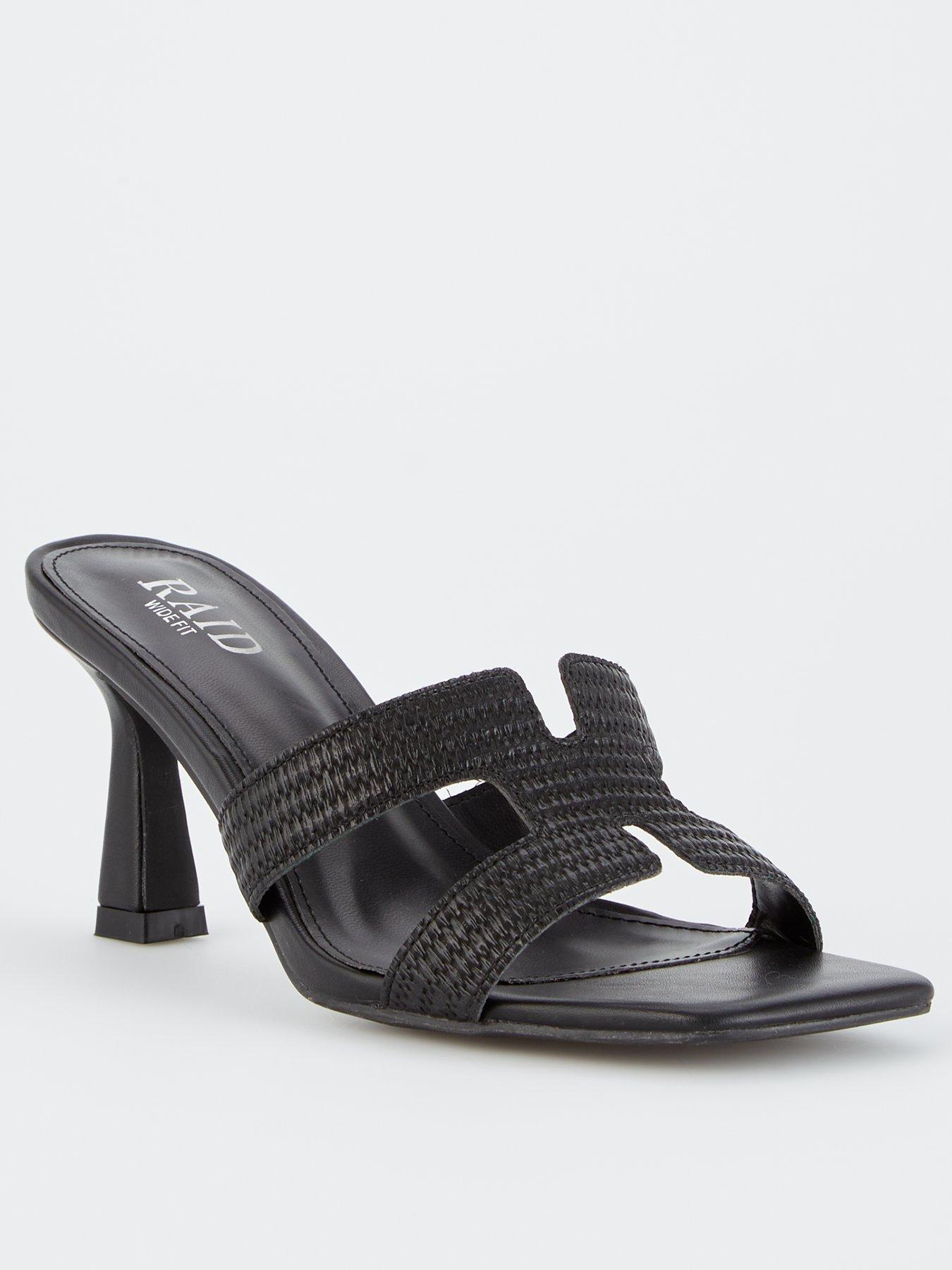 undefined Wide Fit Zelda Sandals - Heel - Black