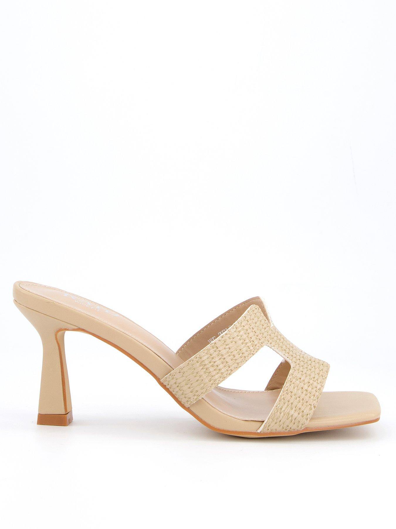 undefined Wide Fit Zelda Sandals - Heel - Natural