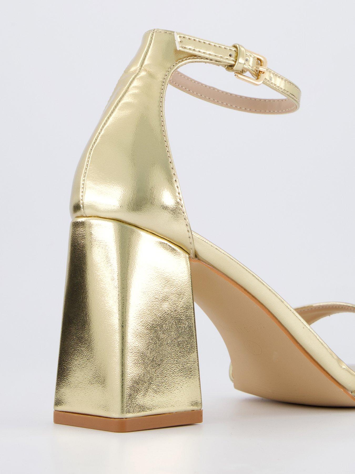 Image 6 of 6 of Raid Wide Fit Niya Sandals - Heel - Gold
