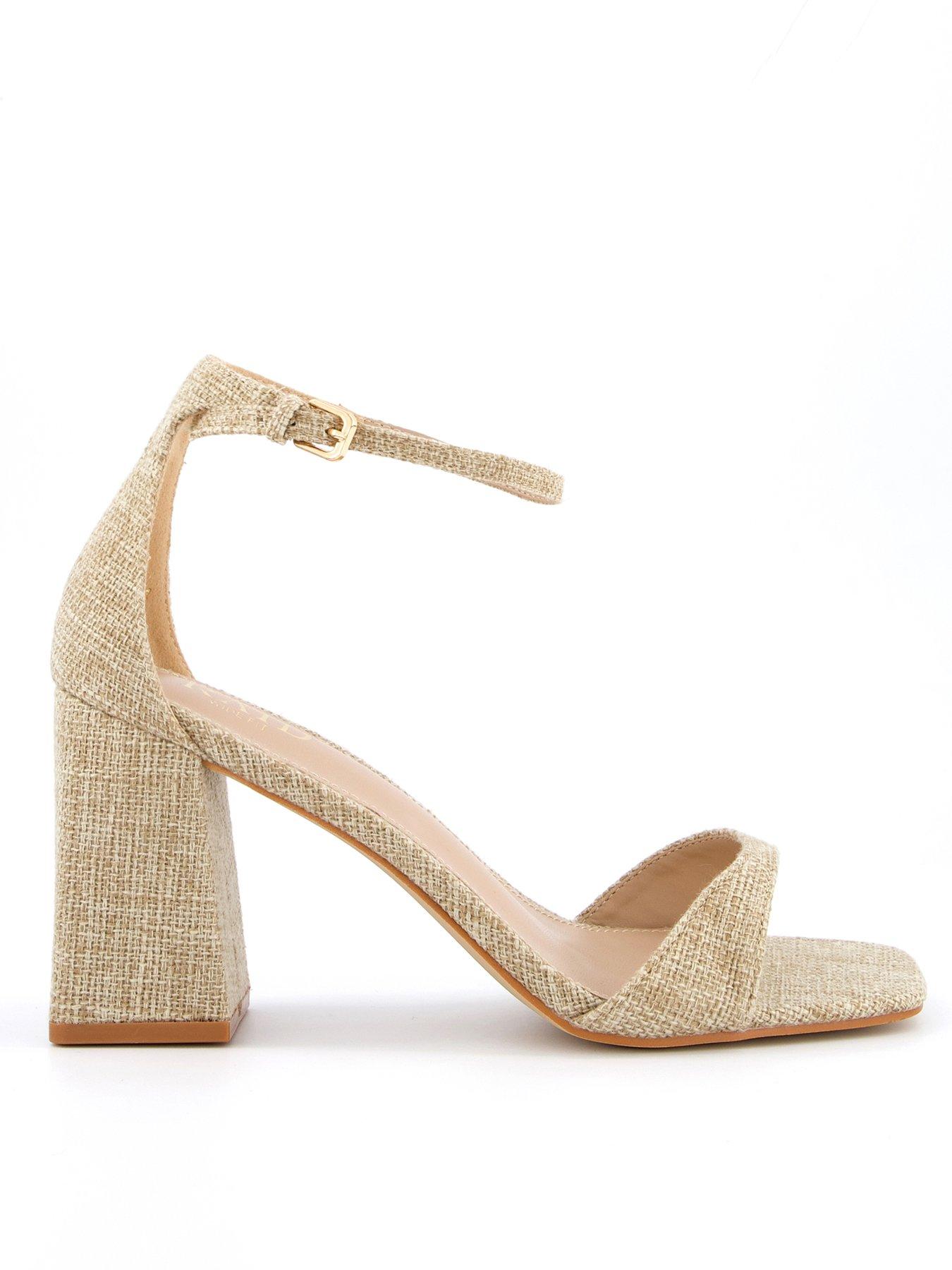 undefined Wide Fit Niya Sandals - Heel - Natural Raffia