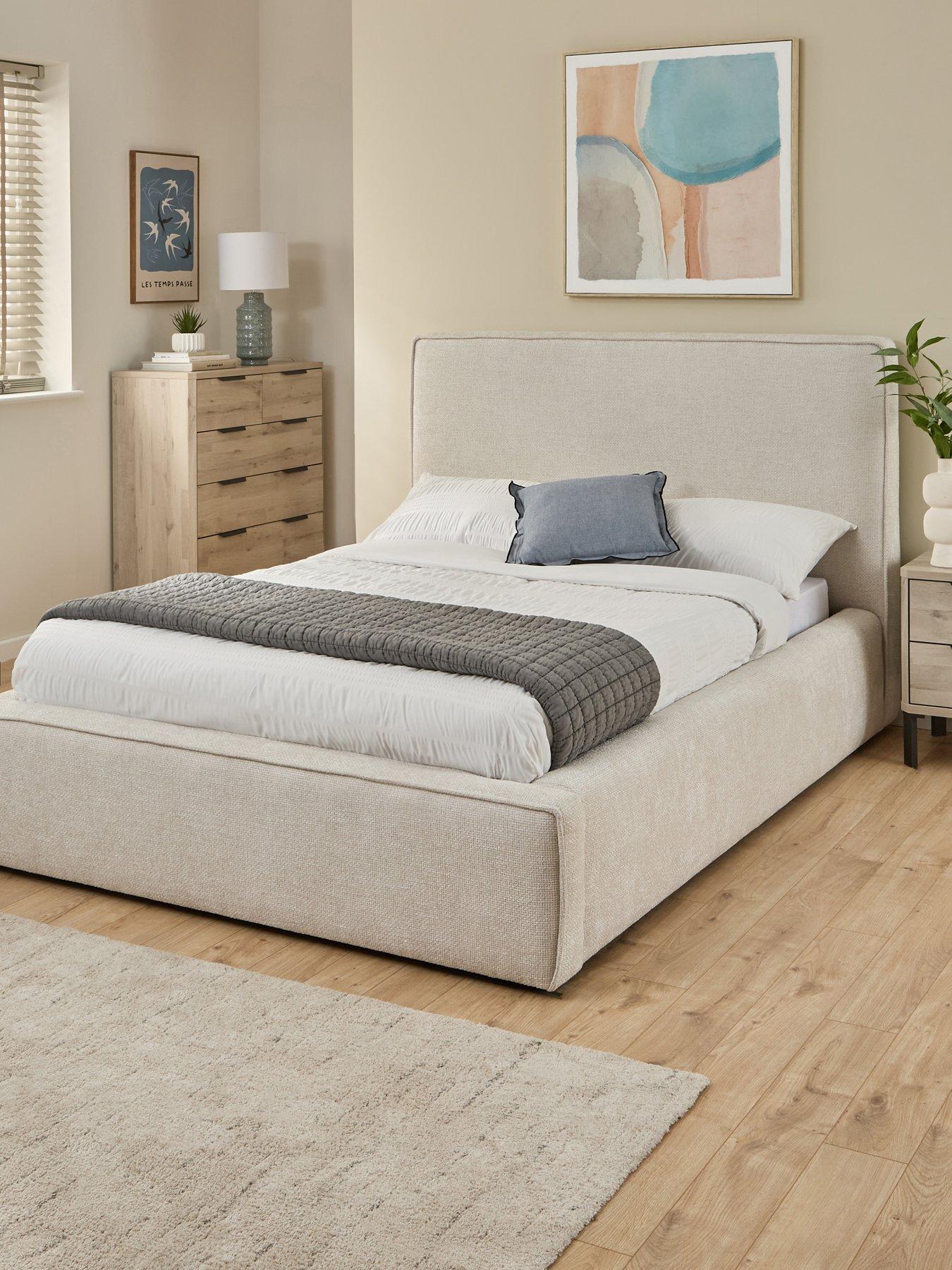 undefined Langley Fabric Bed Frame with Mattress Options (Buy  &  SAVE!) - Natural