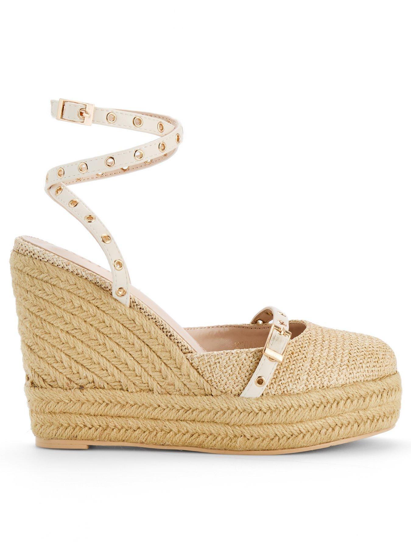 undefined Megann Sandals - Wedge - Nude Pu & Natural Raffia
