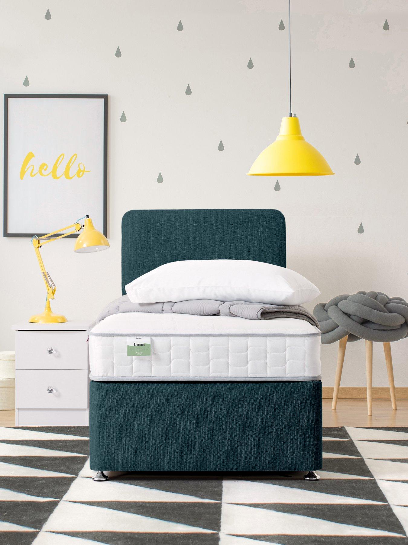 undefined Luna Comfort Quilted Children's Divan Bed with Storage Options - Headboard Included