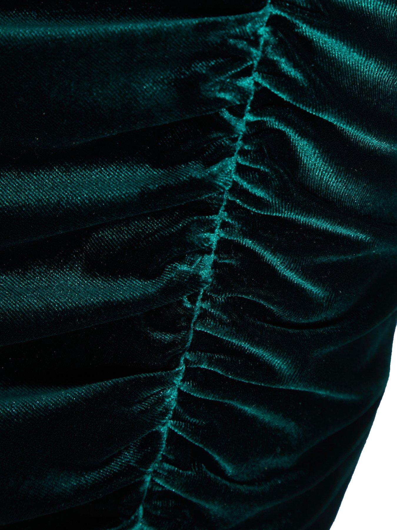 strapless emerald green dress Sweetheart Emerald Green Tulle A-line Midi Dress – Ohmollydress main image 0