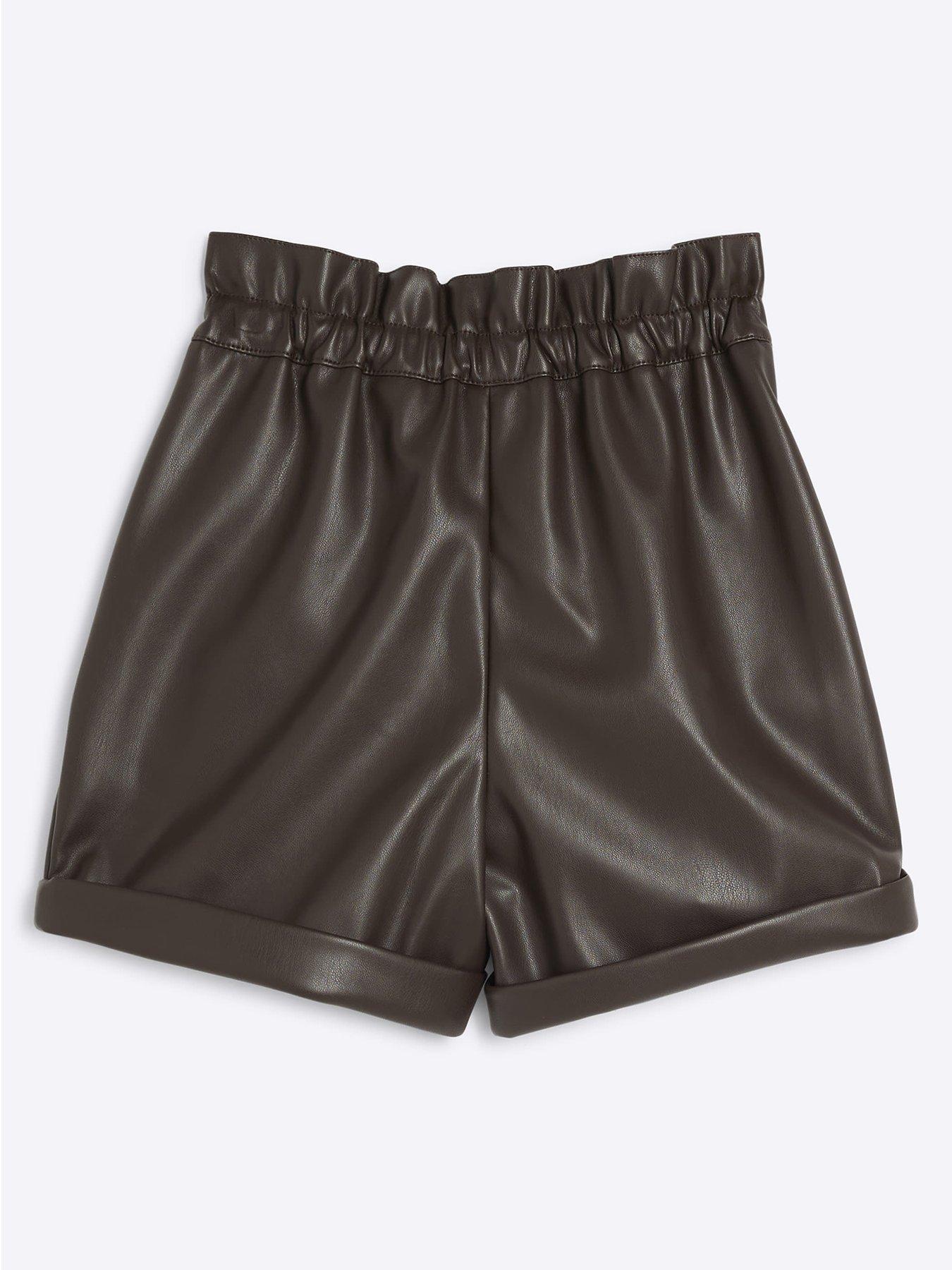 Black leather shorts river island store