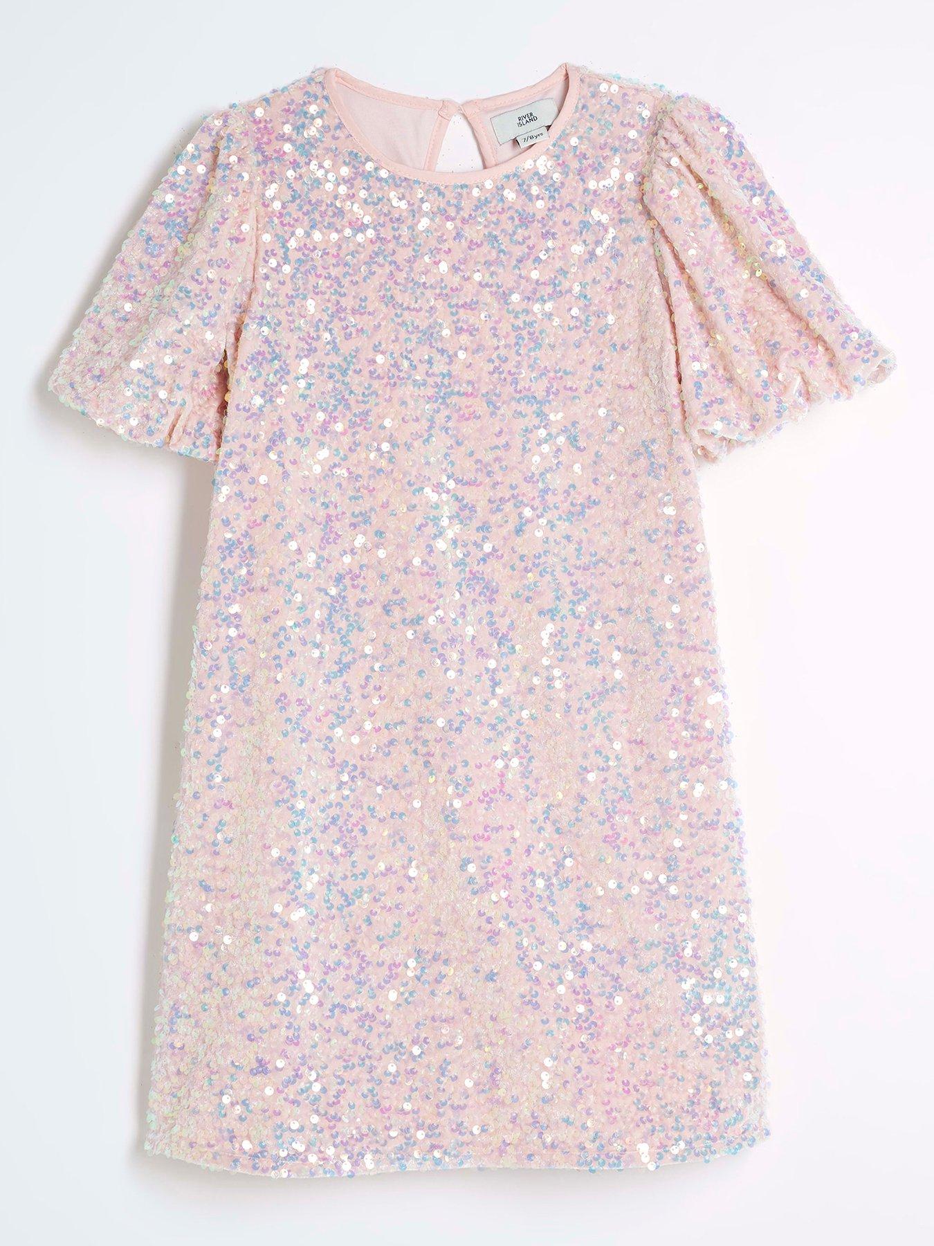 undefined Girls Sequin Shift Dress - Pink