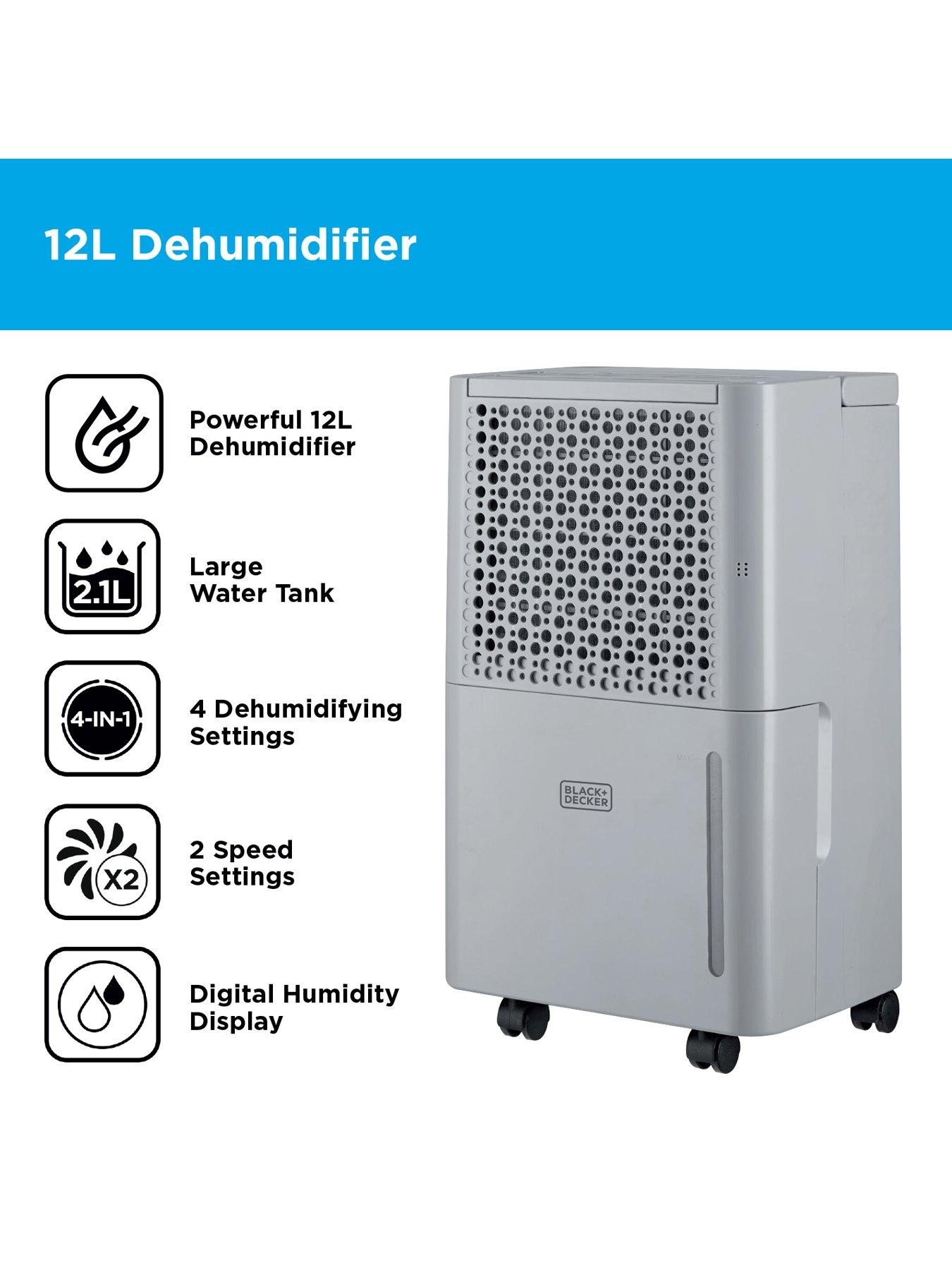 Image 2 of 6 of Black & Decker 12L Dehumidifier- Grey