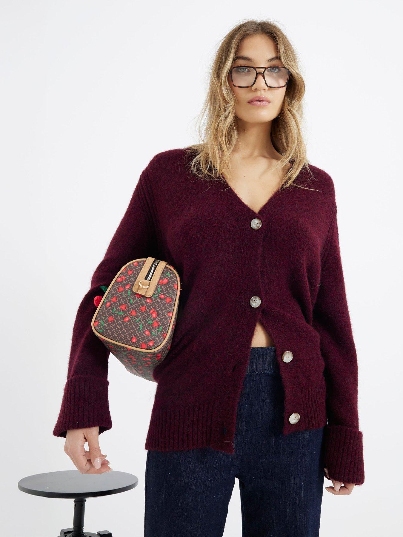 undefined Midi Length Button Cardigan - Dark Red