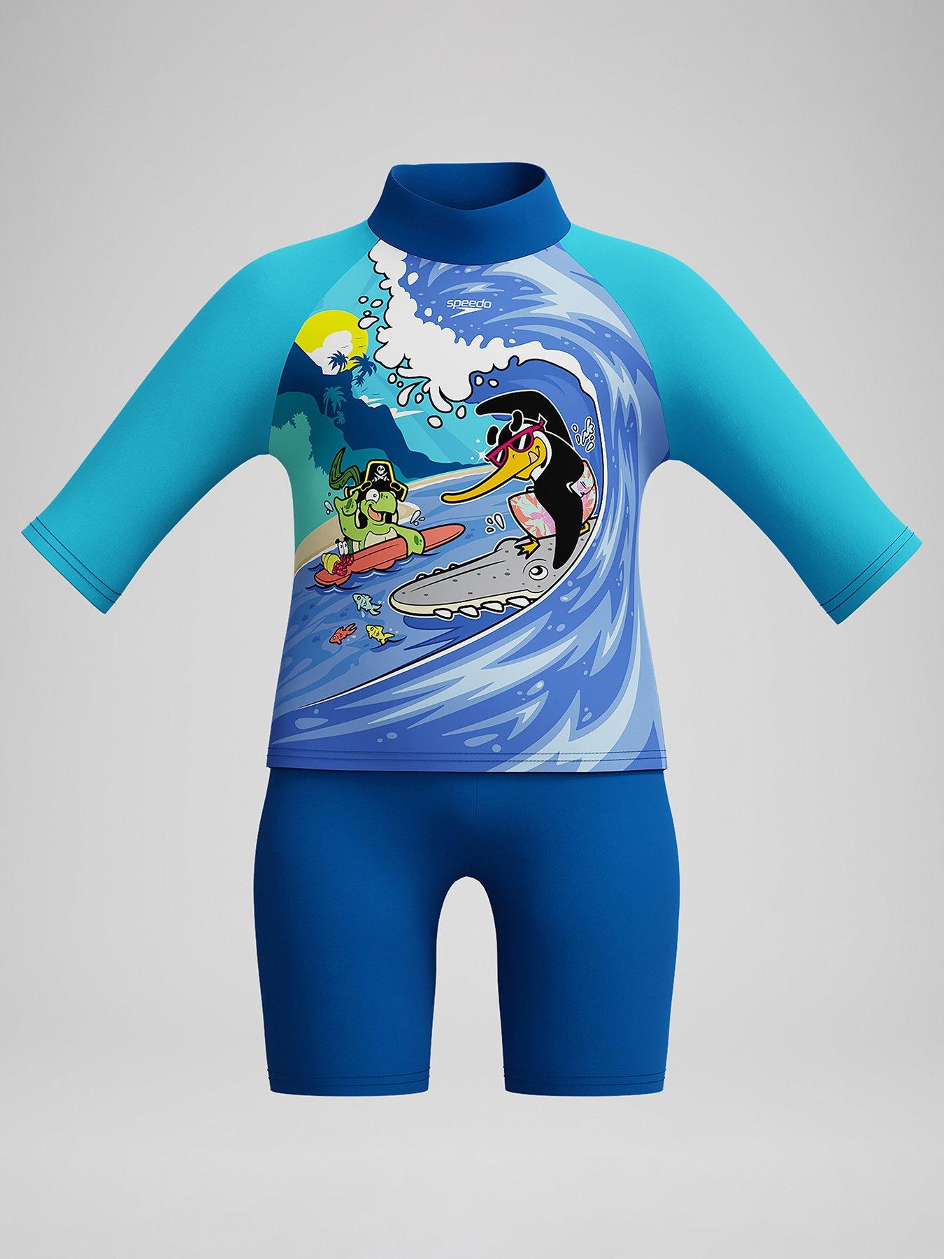 undefined Boys Learn To Swim Sun Protection Top  &  Short - Blue