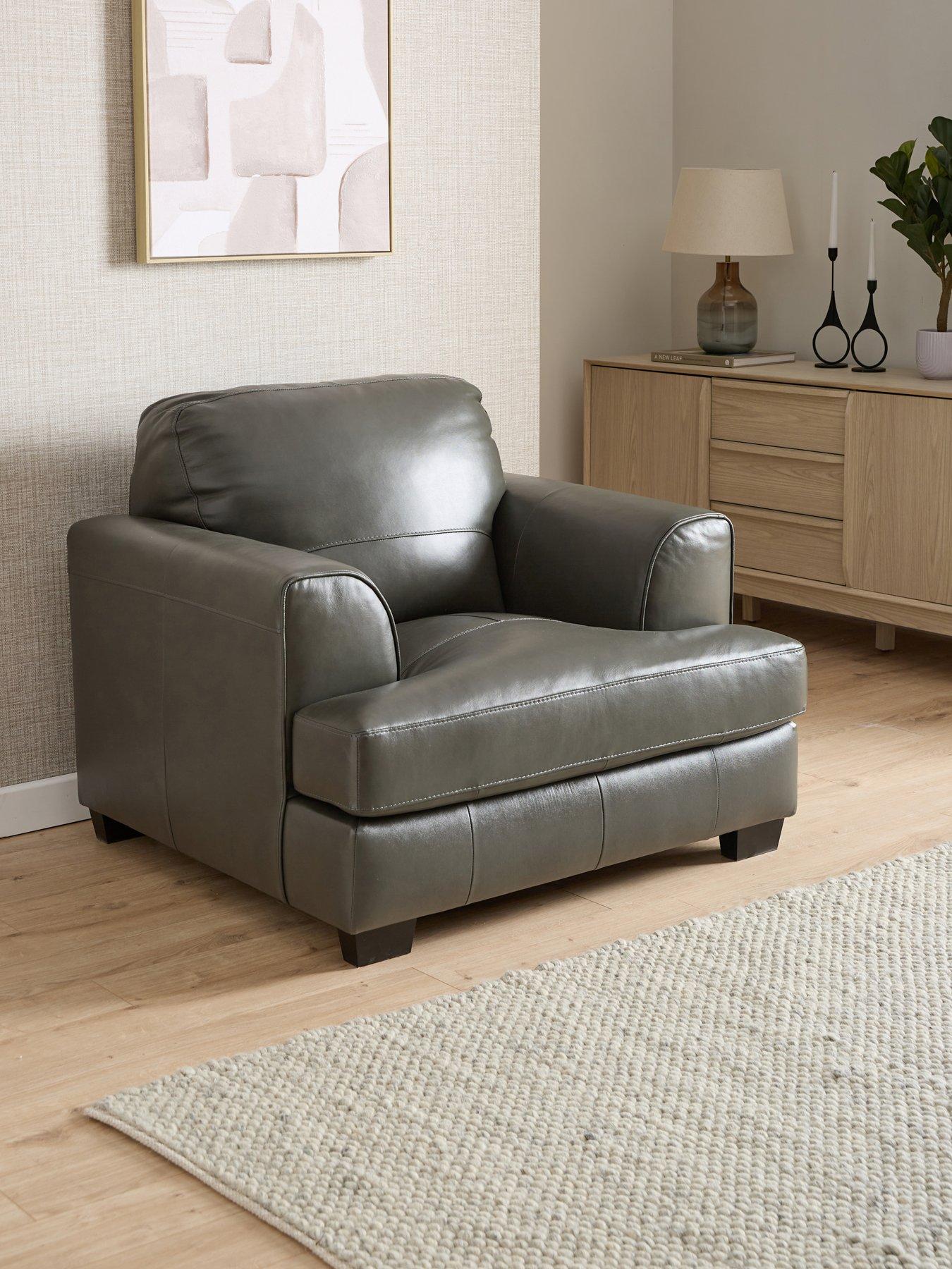 Product photograph of Very Home Astoria Standard Back Leather Chair from very.co.uk