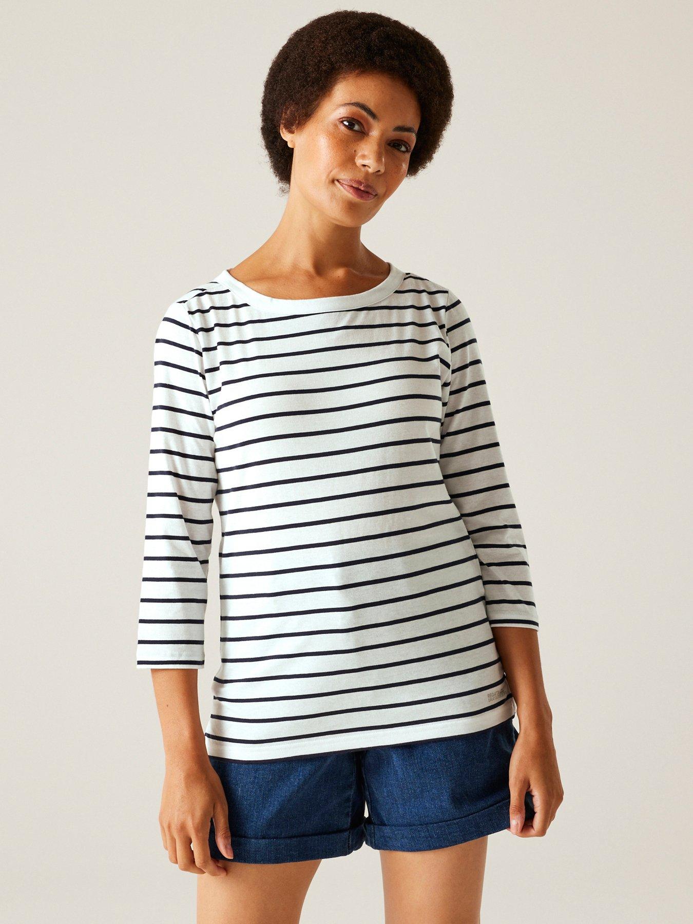 Regatta Women's White/Navy Stripe Baylette Ii Upf 30+ T-Shirt in Size 10, Sports Direct - Image 4
