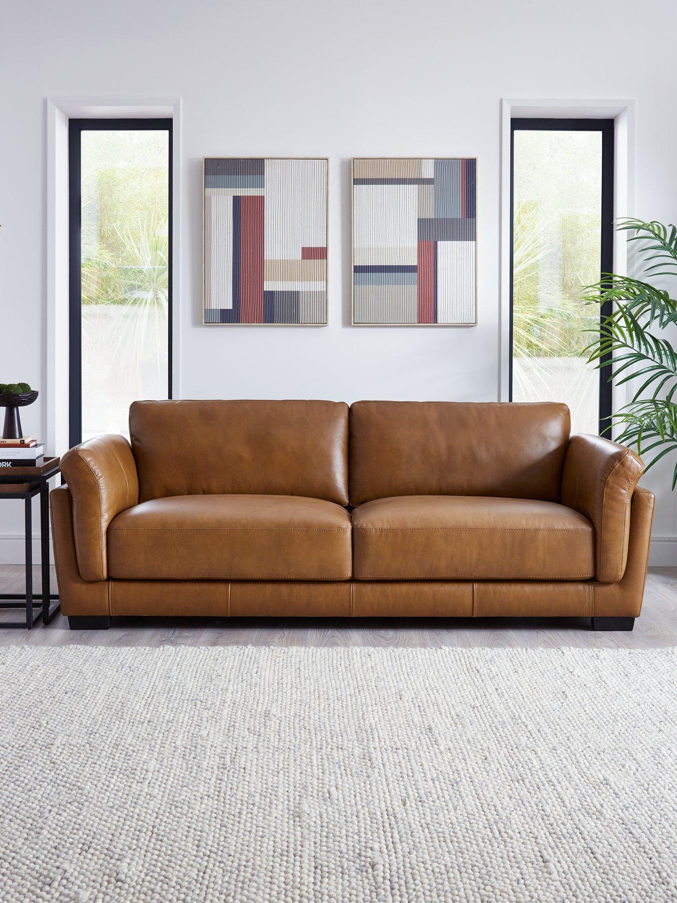 undefined Morena 3 Seater Standard Back Leather Sofa