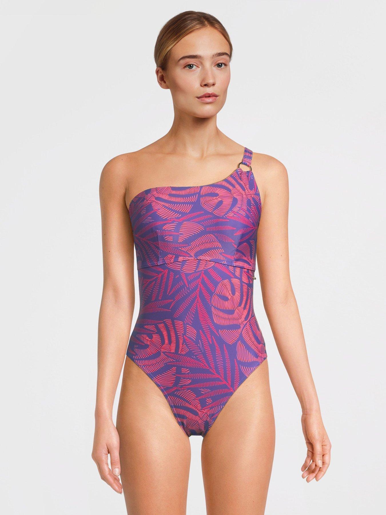 undefined Womens Shaping Printed Asymmetric 1 Piece - Hapuna Blue