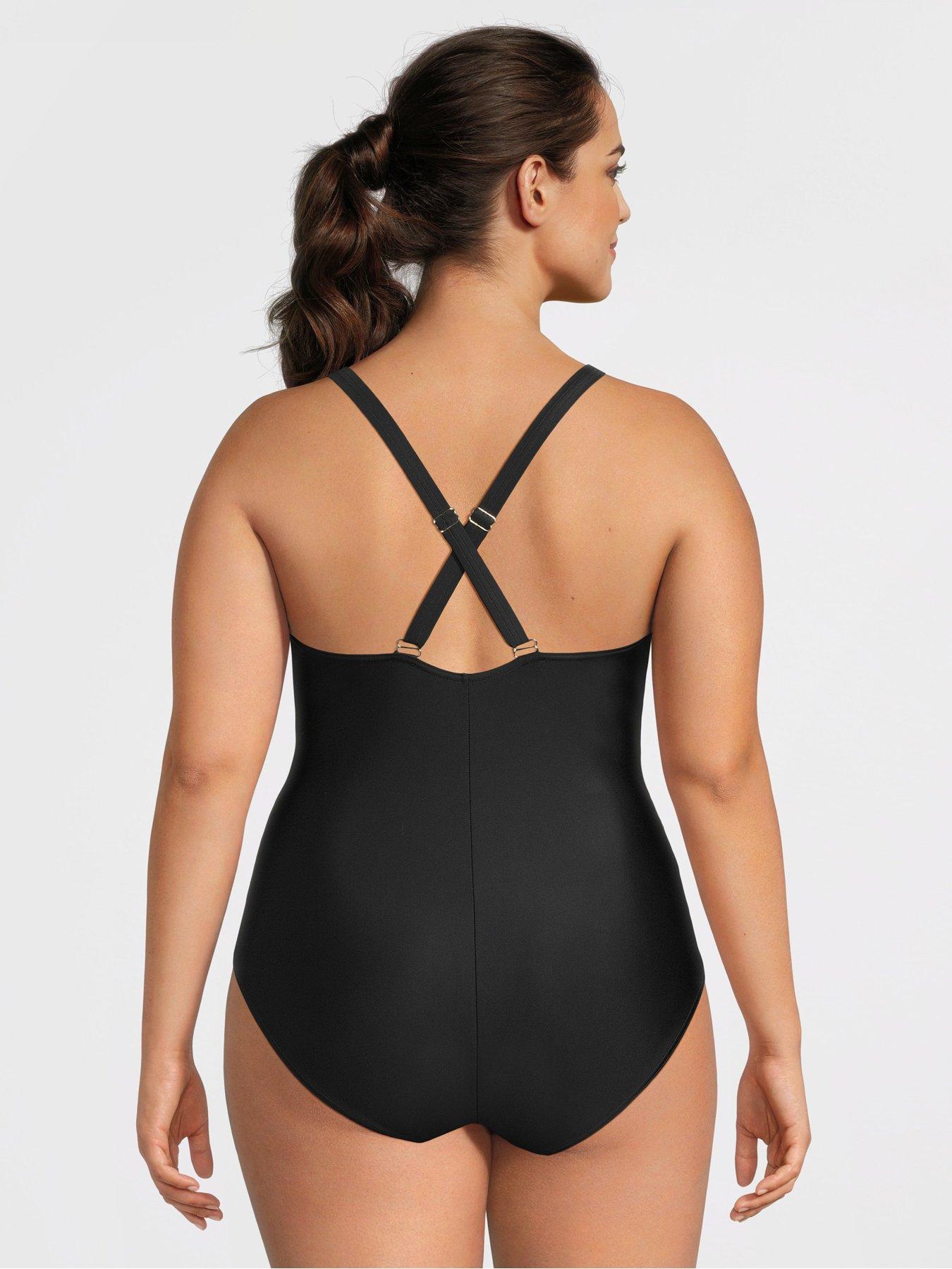 Image 2 of 5 of Speedo Womens Plus Size Shaping V Neck 1 Piece - Black