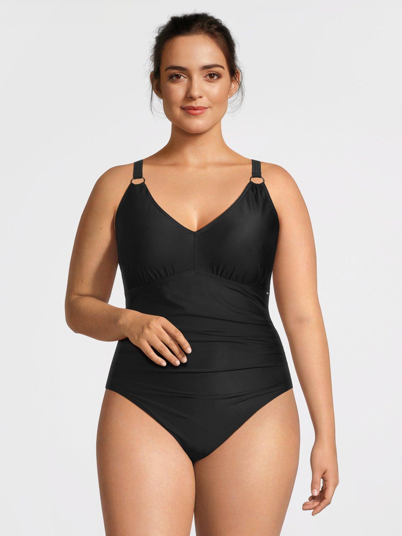 Image 3 of 5 of Speedo Womens Plus Size Shaping V Neck 1 Piece - Black