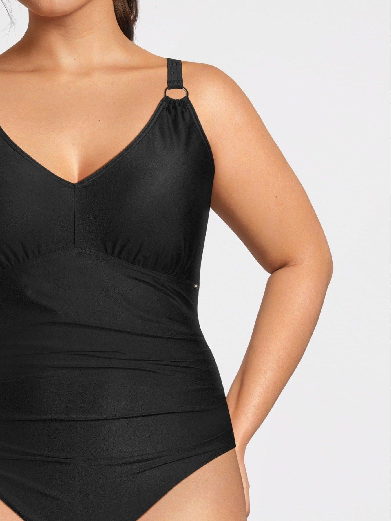 Image 4 of 5 of Speedo Womens Plus Size Shaping V Neck 1 Piece - Black
