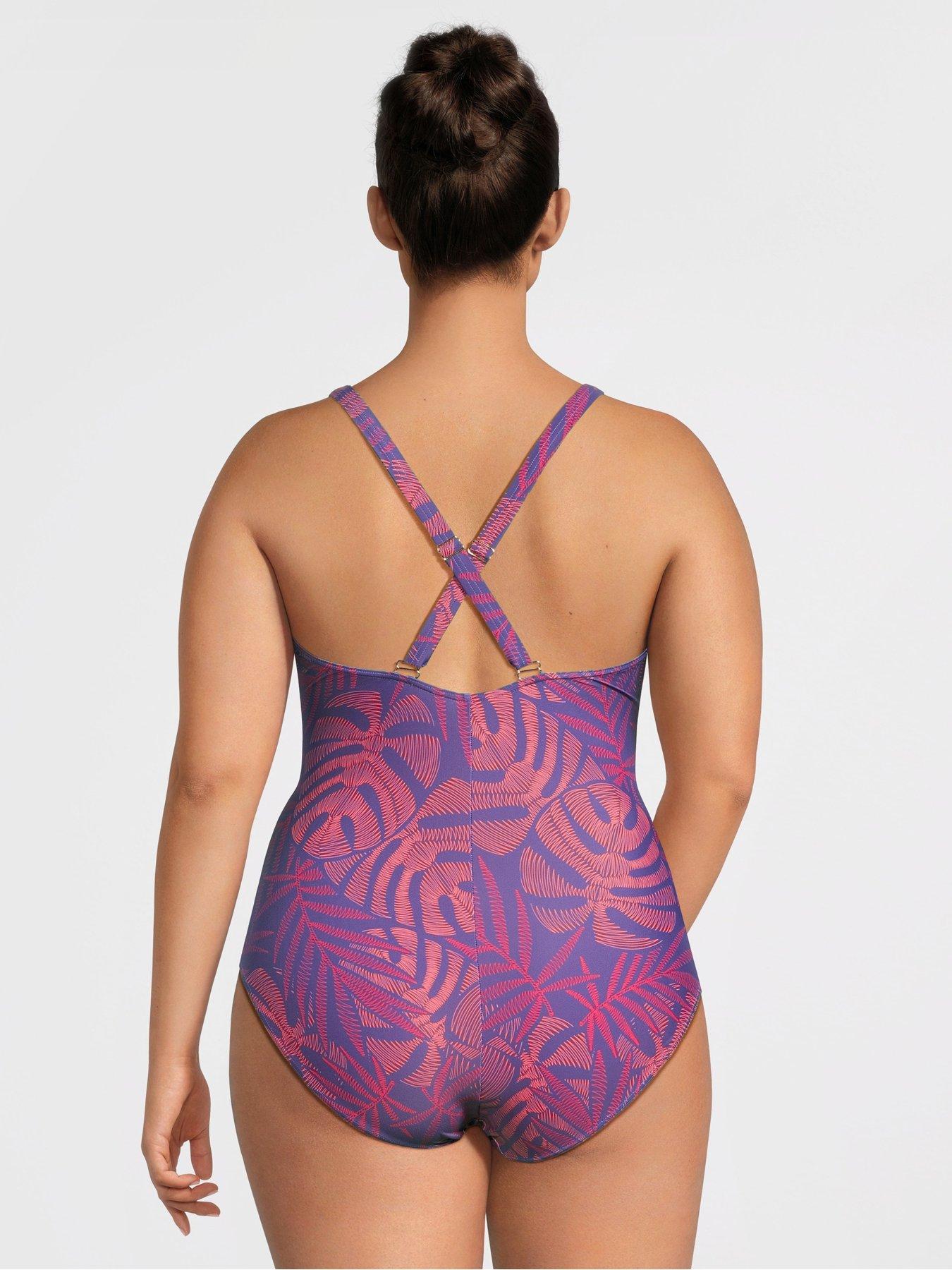 Image 2 of 5 of Speedo Womens Plus Size Shaping Printed V Neck 1 Piece - Hapuna