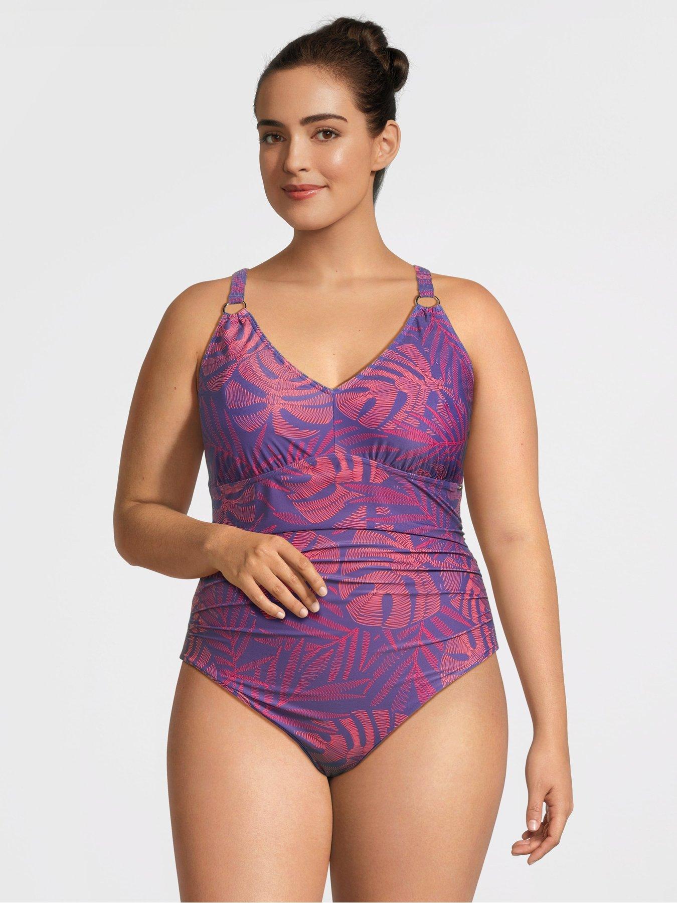 Image 3 of 5 of Speedo Womens Plus Size Shaping Printed V Neck 1 Piece - Hapuna