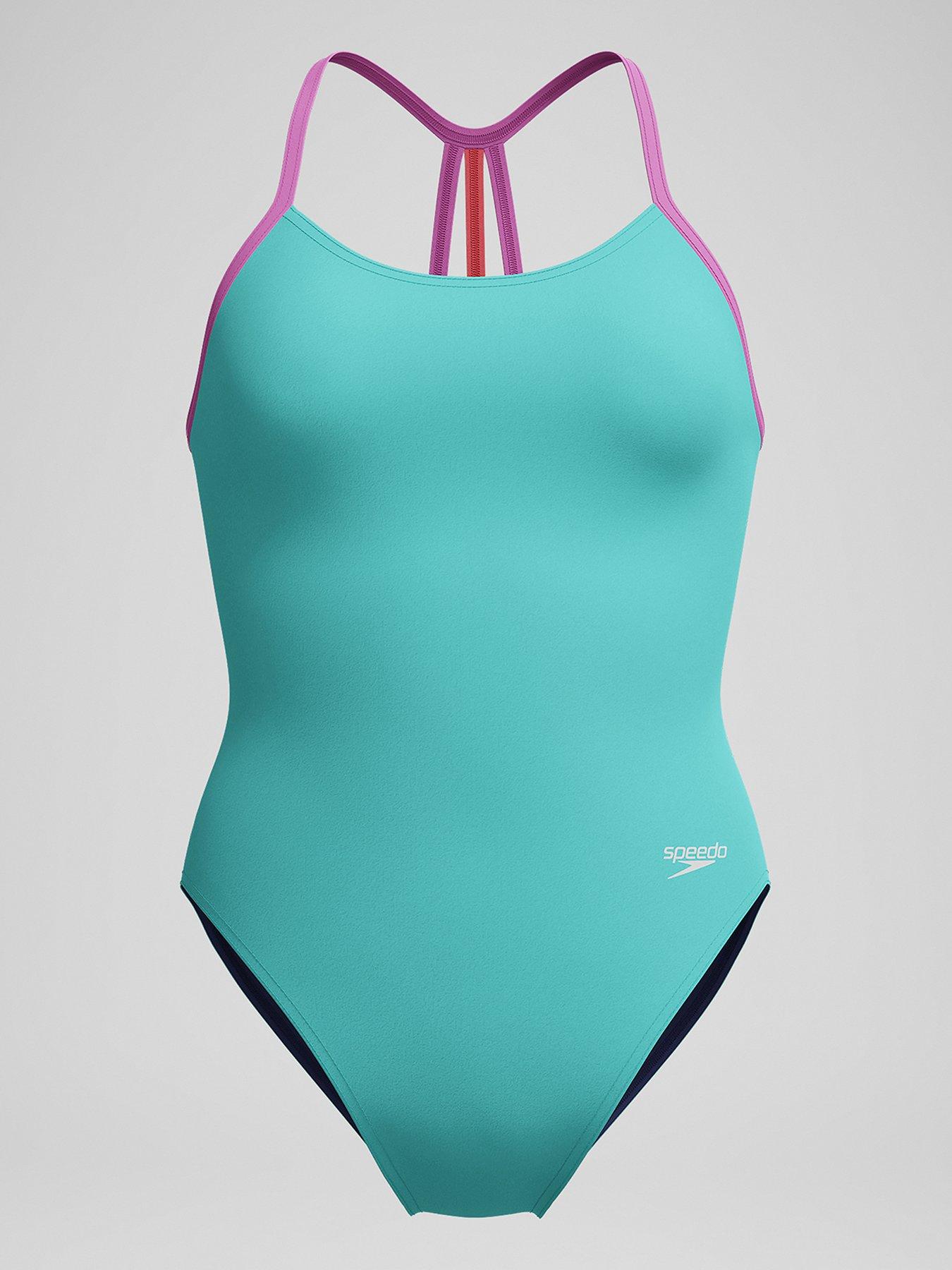 Image 1 of 5 of Speedo Girls Solid Lane Line Back - Blue