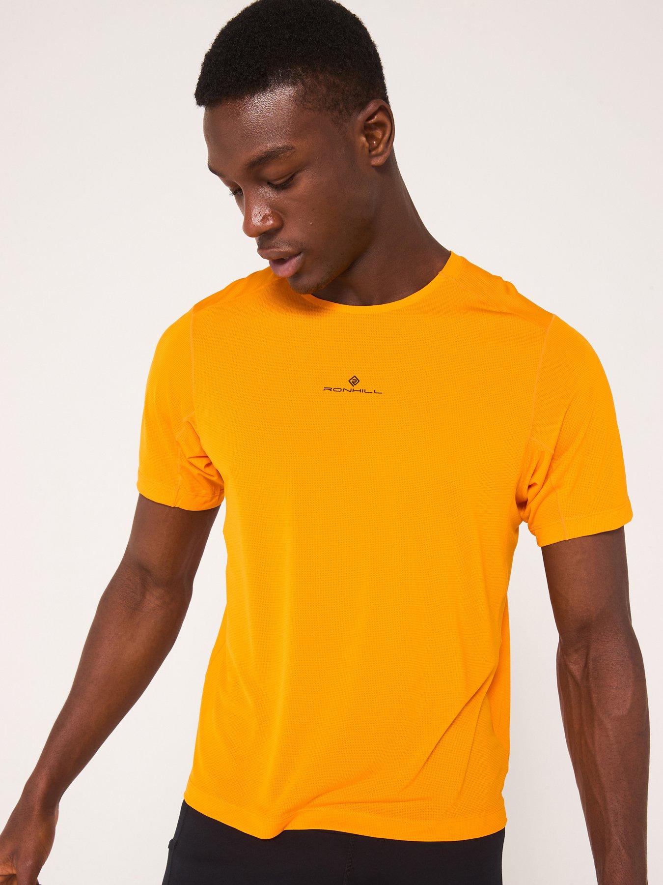undefined Mens Running Tech Short Sleeve Tee - Tangelo/Black