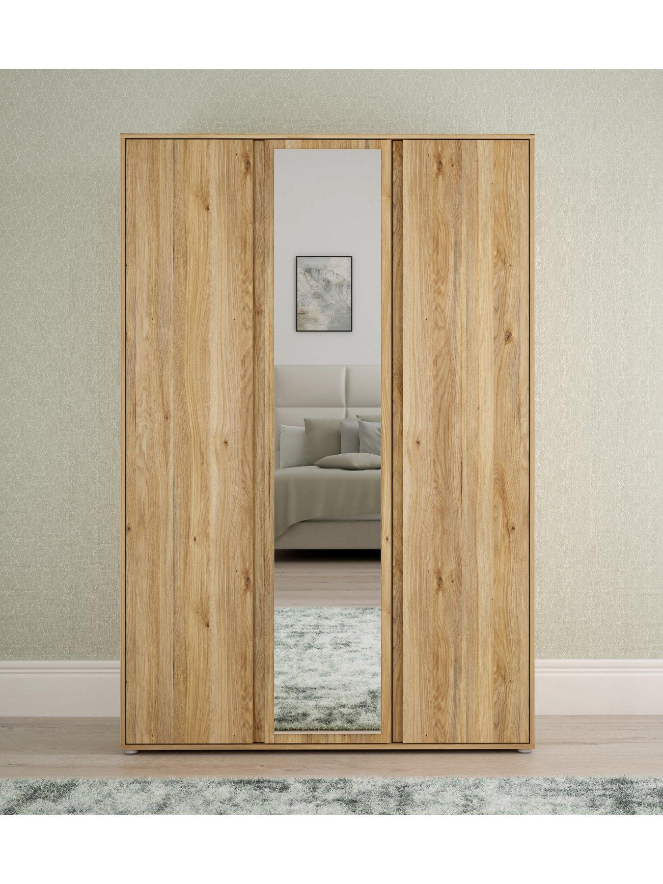 undefined Lisson 3 Door Mirrored Wardrobe - New Oak - FSC® Certified